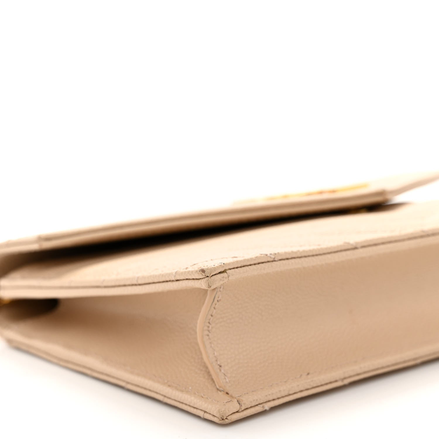 Saint Laurent Grain De Poudre Matelasse Chevron Monogram Envelope Chain Wallet Nude Powder 8 of 15