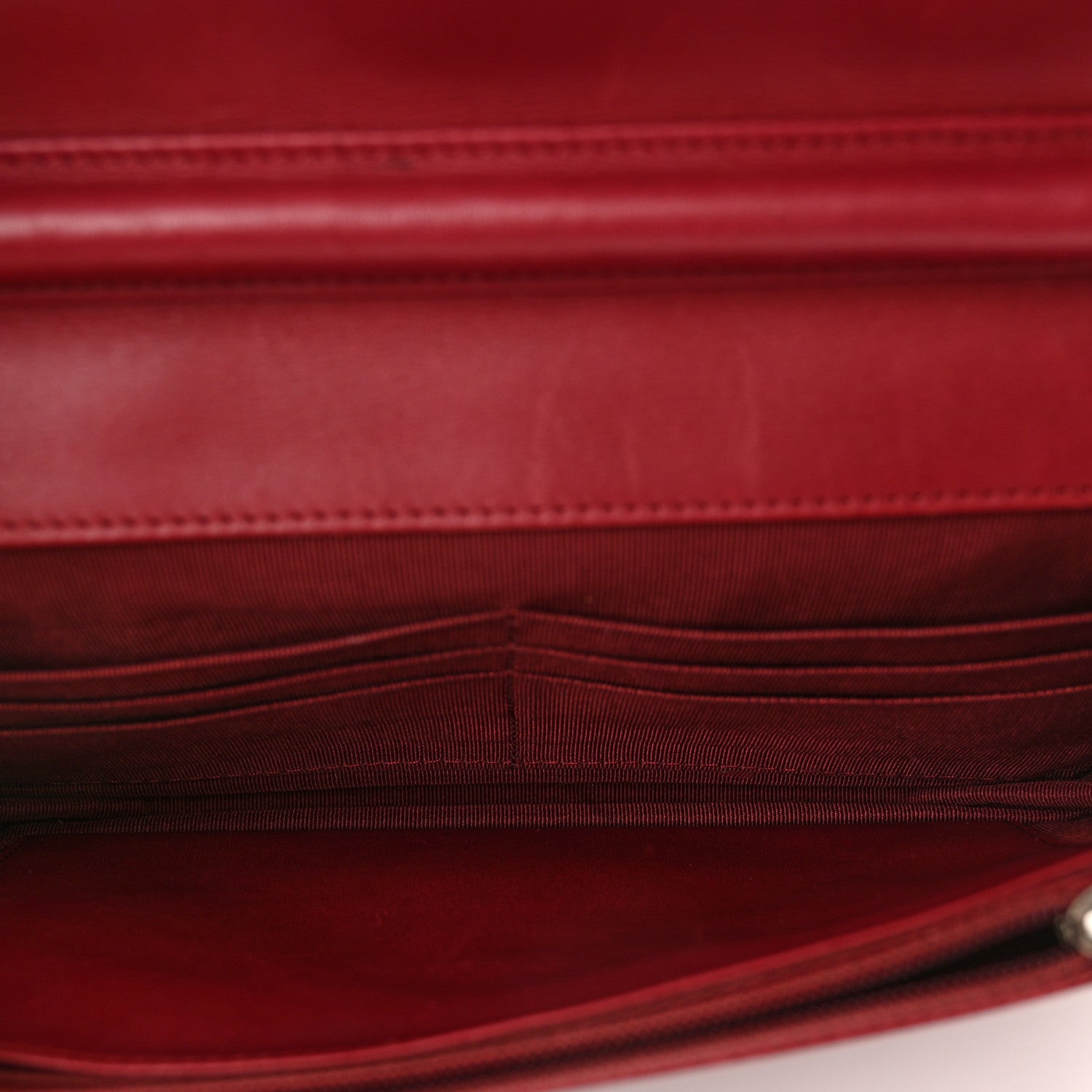 Chanel Calfskin Double Stitch Hamptons Wallet On Chain WOC Red 5 of 14