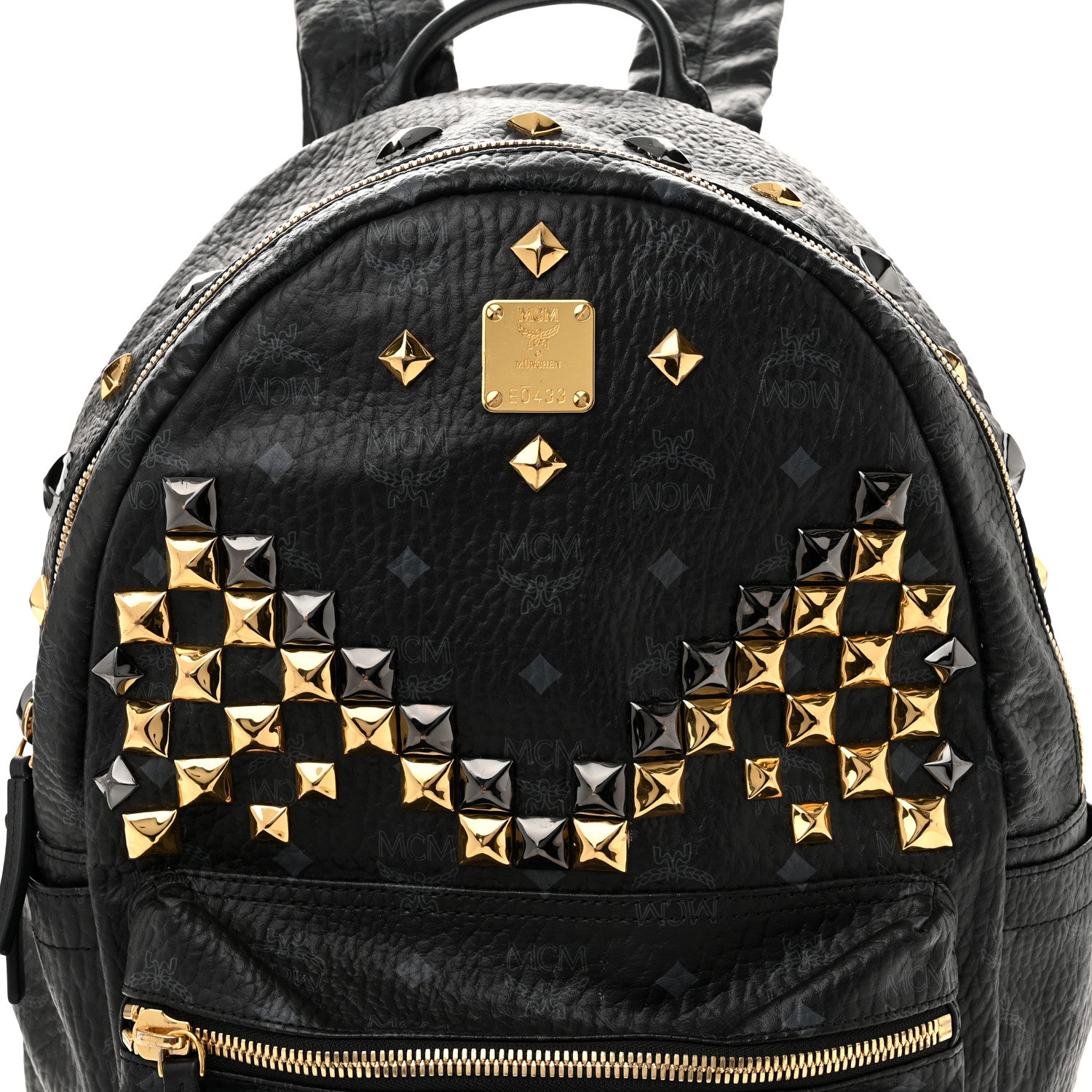 MCM Visetos Studded Medium Stark M Backpack Black 7 of 9