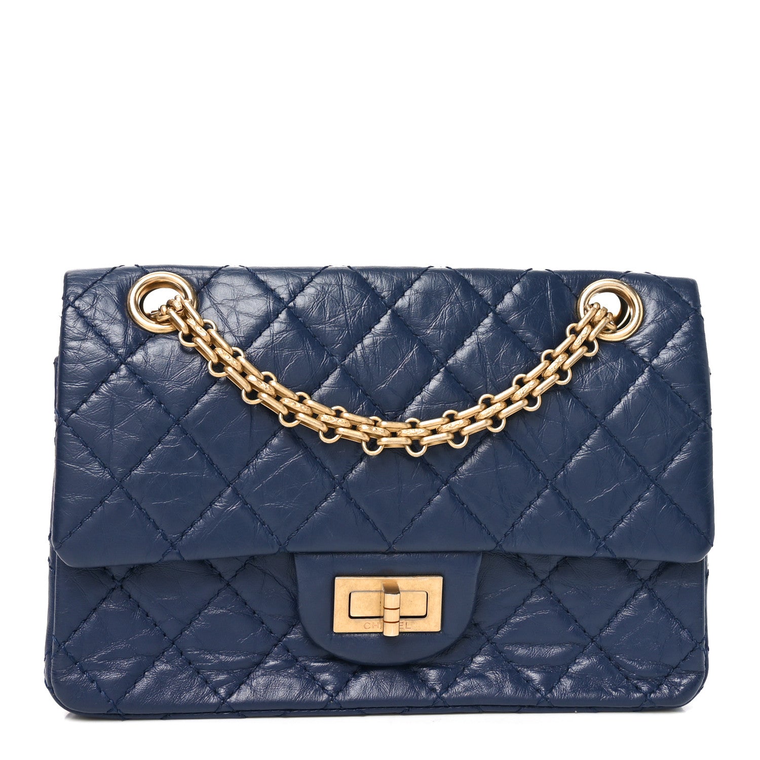 スボミー 美品CHANEL IDENTIFICATION ダークブルー Chanel Aged Calfskin Quilted 2.55 Reissue Mini Flap Navy 1763395