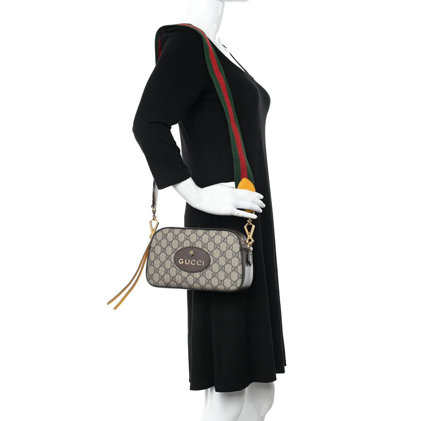 GG Supreme Monogram Web Neo Vintage Shoulder Bag Beige New Acero Crop
