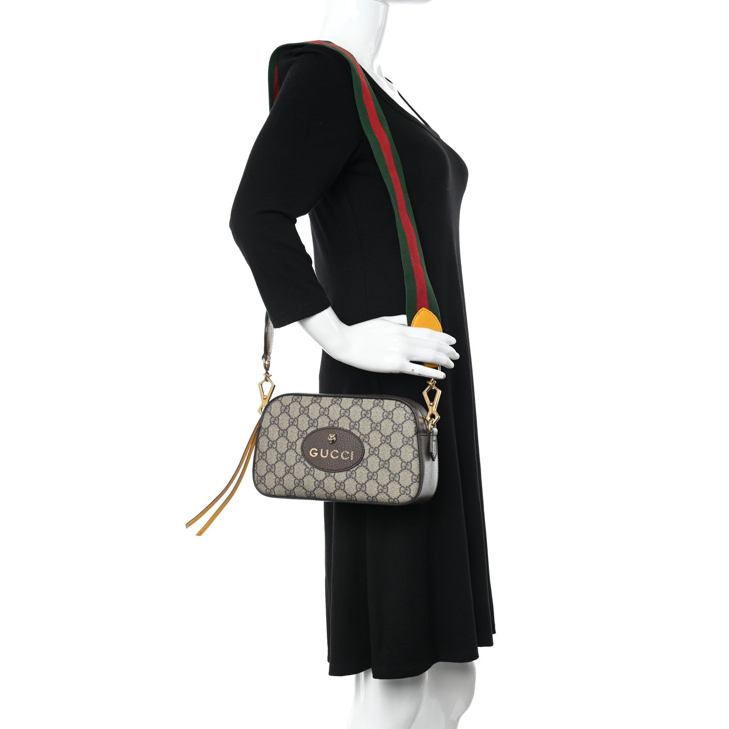 Gucci GG Supreme Monogram Web Neo Vintage Shoulder Bag Beige New Acero Crop 2 of 10