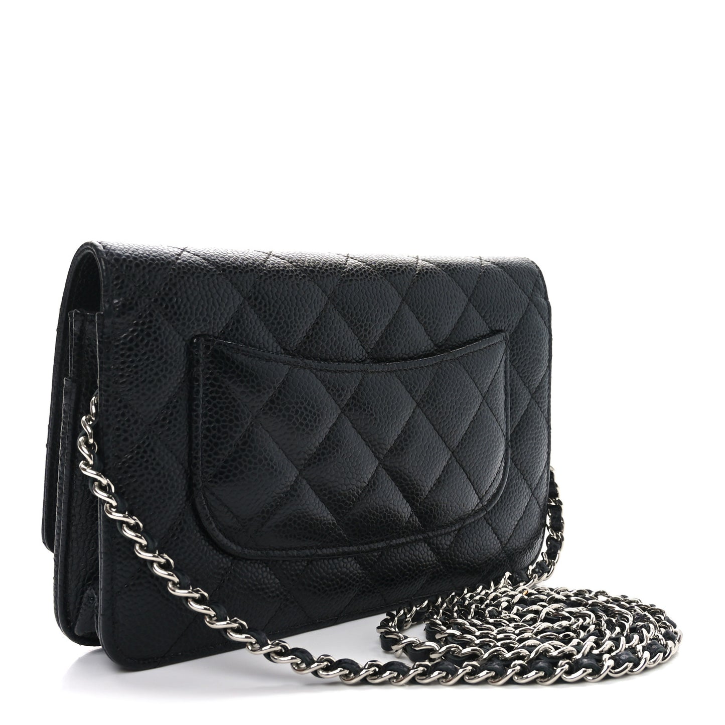 Caviar Quilted Wallet on Chain WOC Black