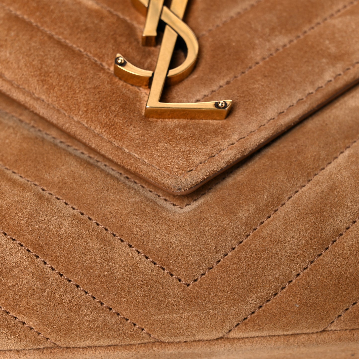 Suede Matelasse Chevron Monogram Medium College Bag Cinnamon