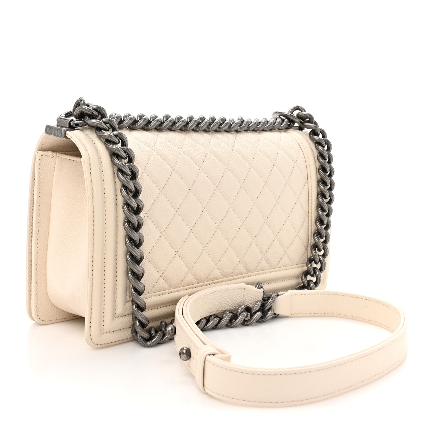 Chanel Caviar Quilted Medium Boy Flap Ivory 3 of 12