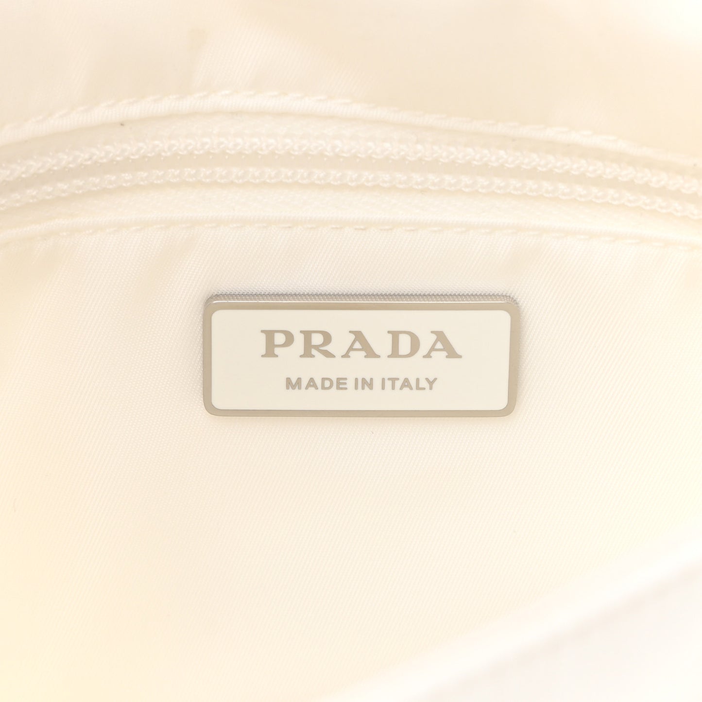 Re-Nylon Vitello Padded Small Flap Shoulder Bag White