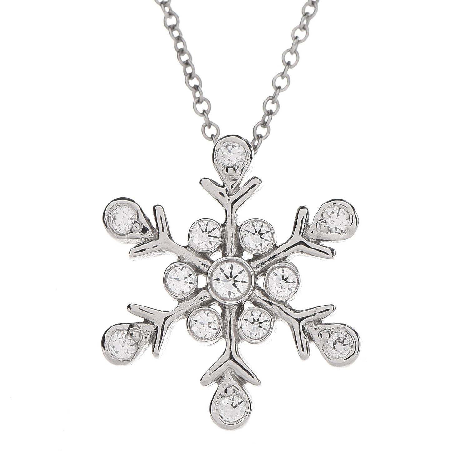 Platinum Diamond Snowflake Pendant Necklace