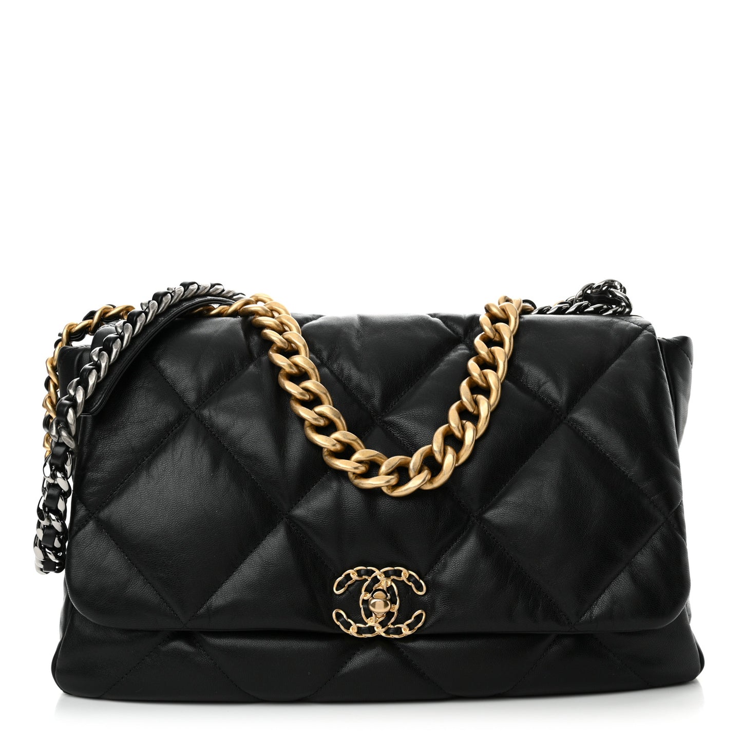 Goatskin Quilted Maxi Chanel 19 Flap Black