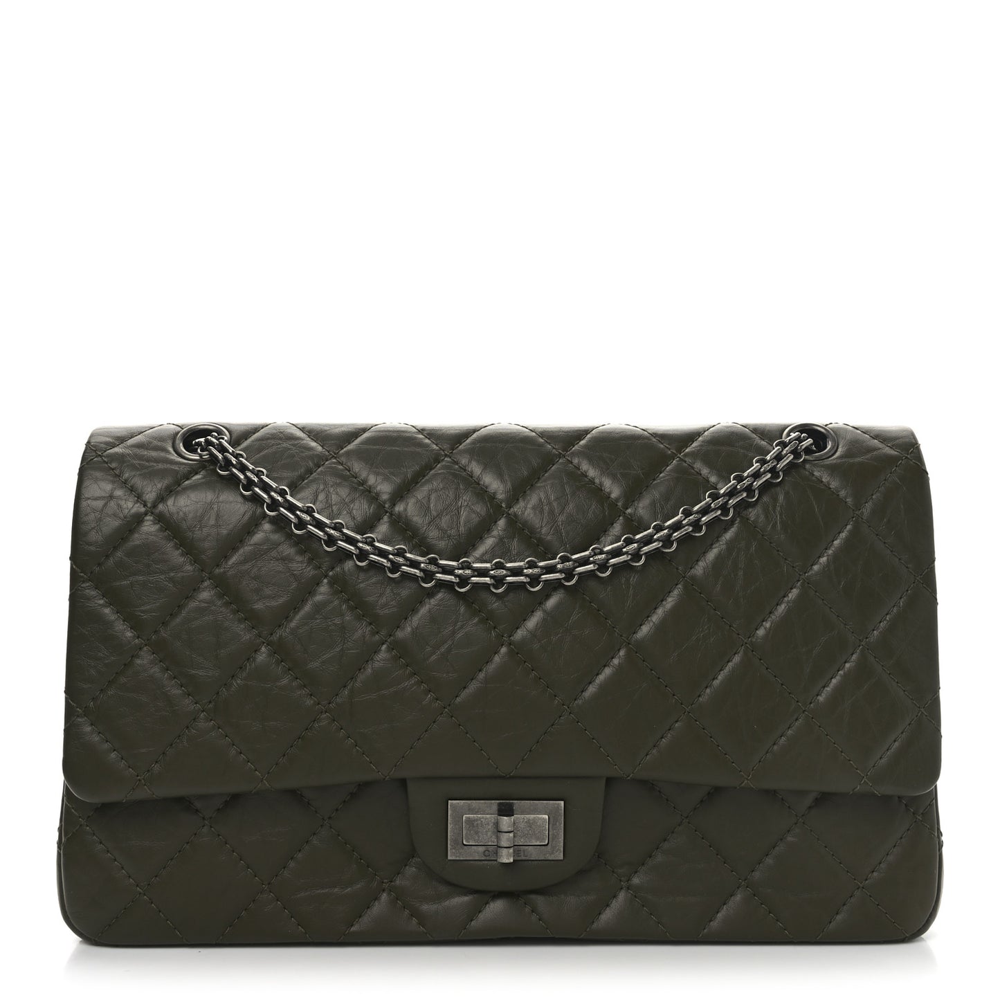 Aged Calfskin Quilted 2.55 Reissue 227 Flap Dark Green