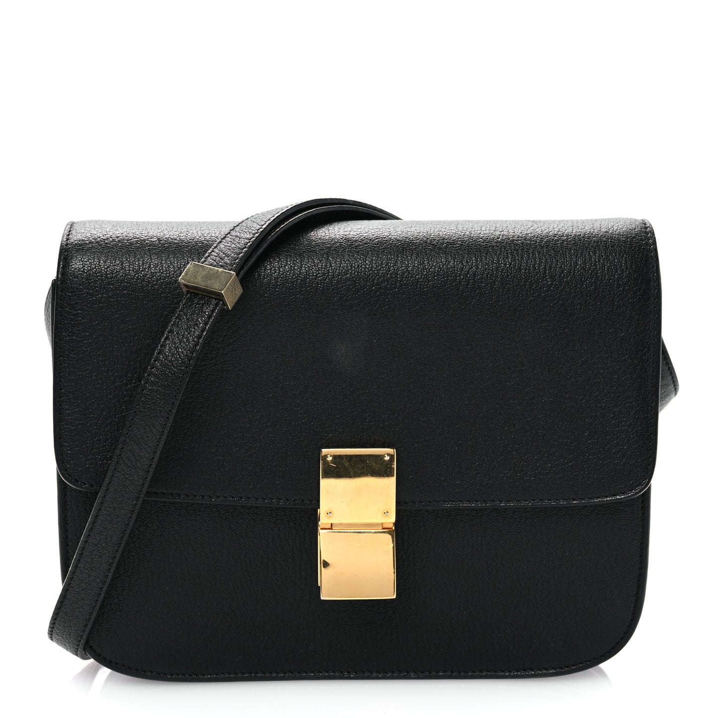 Goatskin Medium Classic Box Flap Bag Black