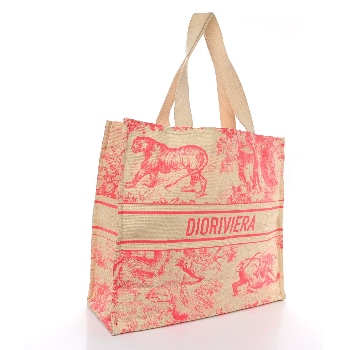 Straw Dioriviera Tote Pink