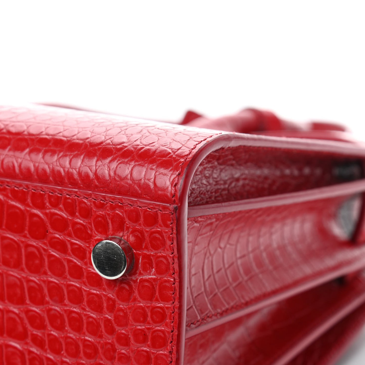 Calfskin Crocodile Embossed Baby Sac De Jour Red