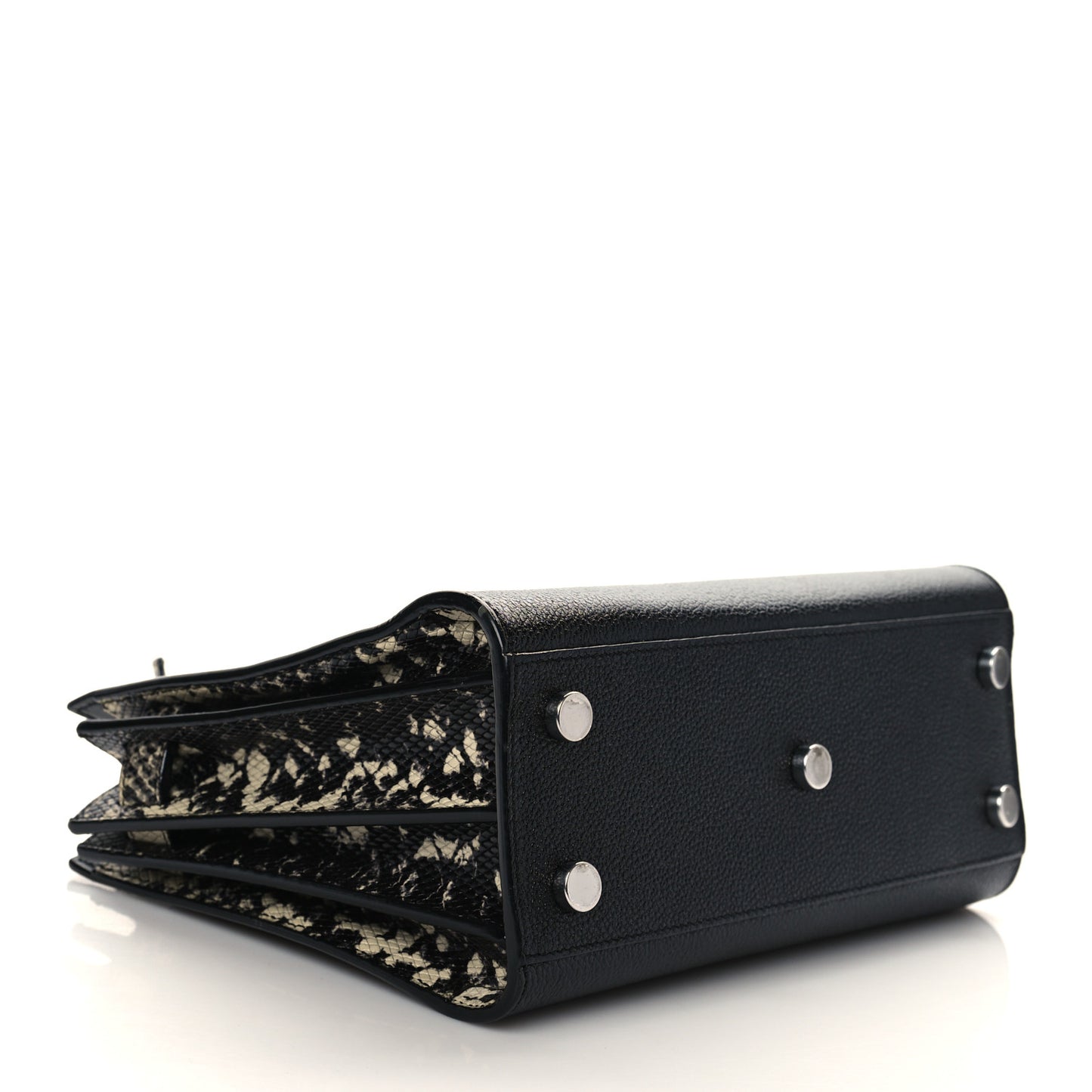 Grained Calfskin Python Embossed Nano Sac De Jour Black