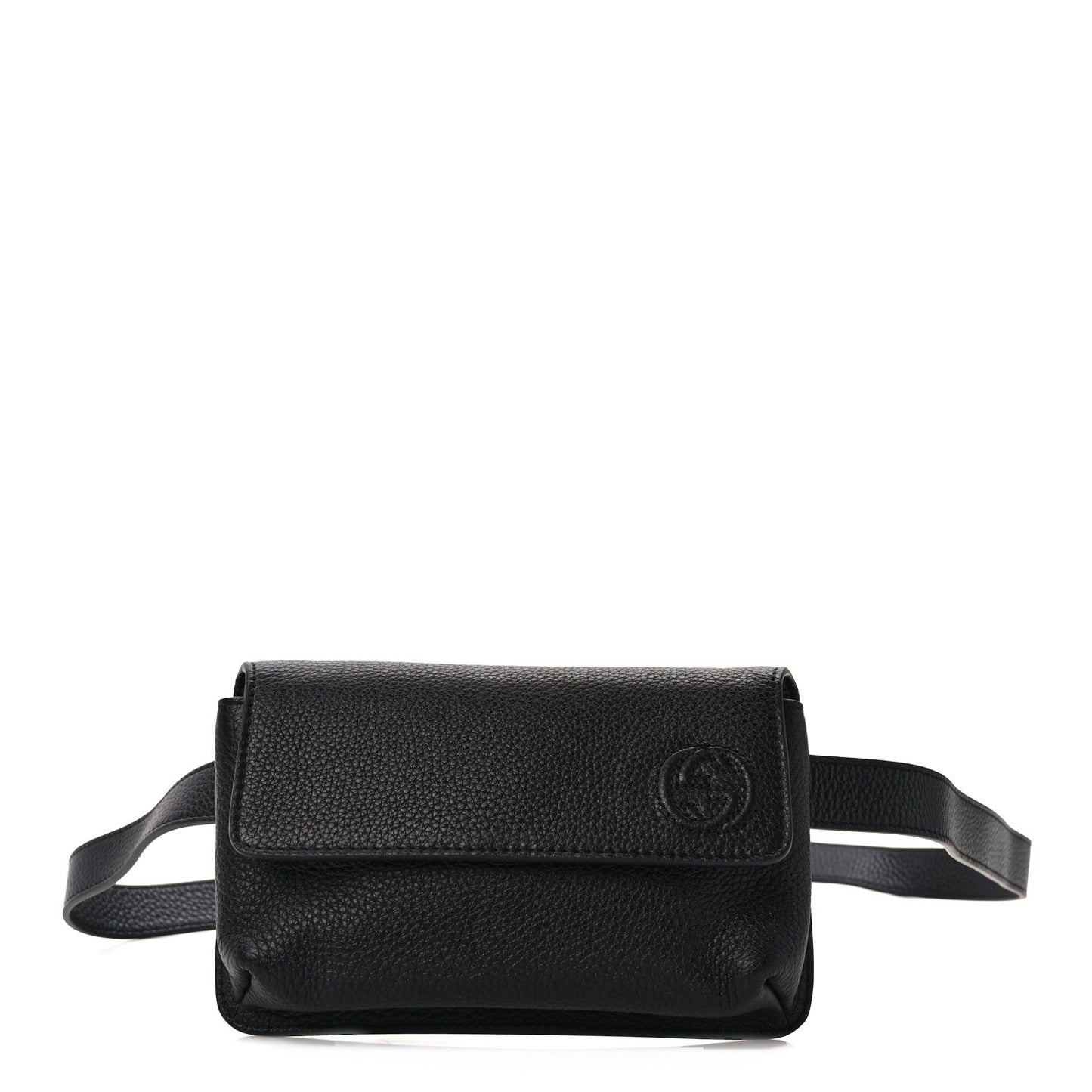 Pebbled Calfskin Soho Flap Belt Bag Black