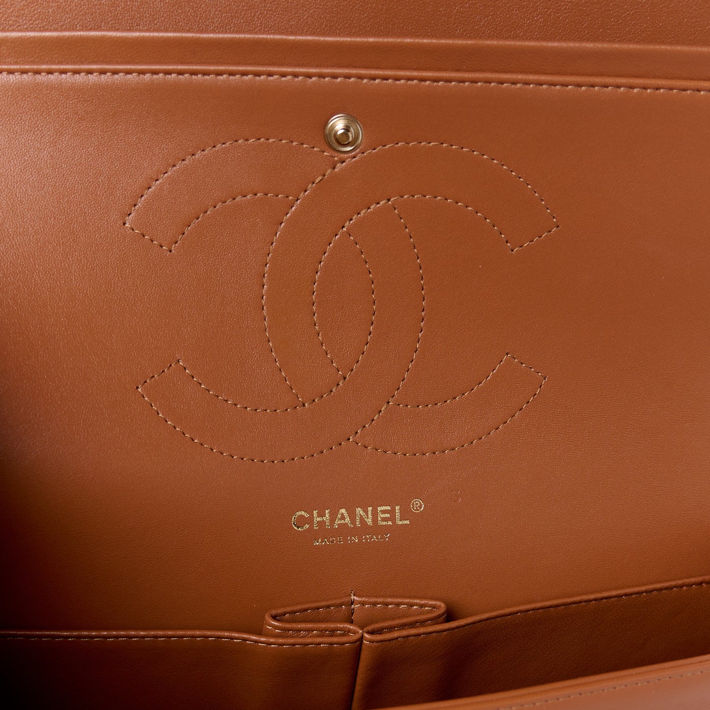 Lambskin Quilted Jumbo Double Flap Brown