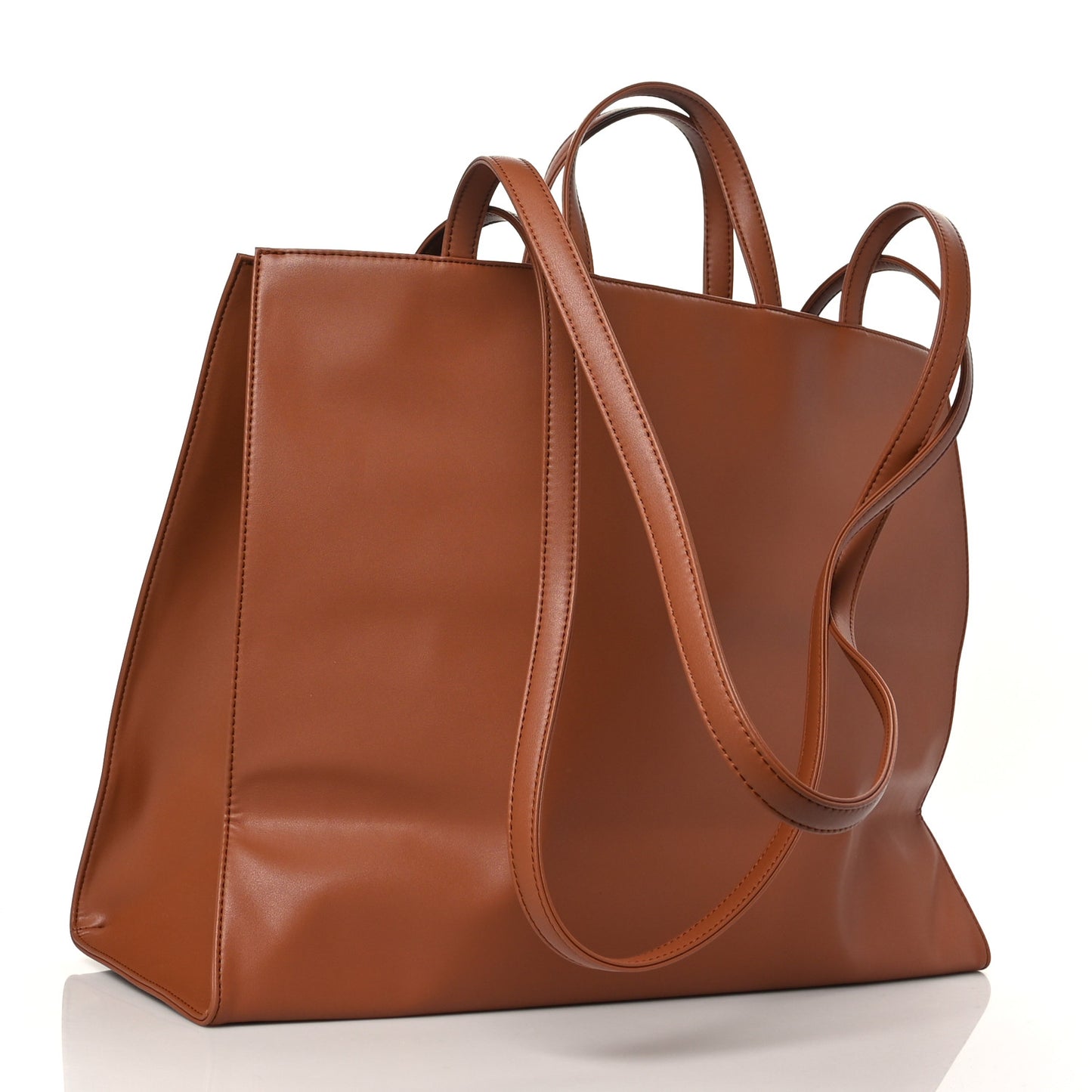 Vegan Leather Large Shopping Bag Tan