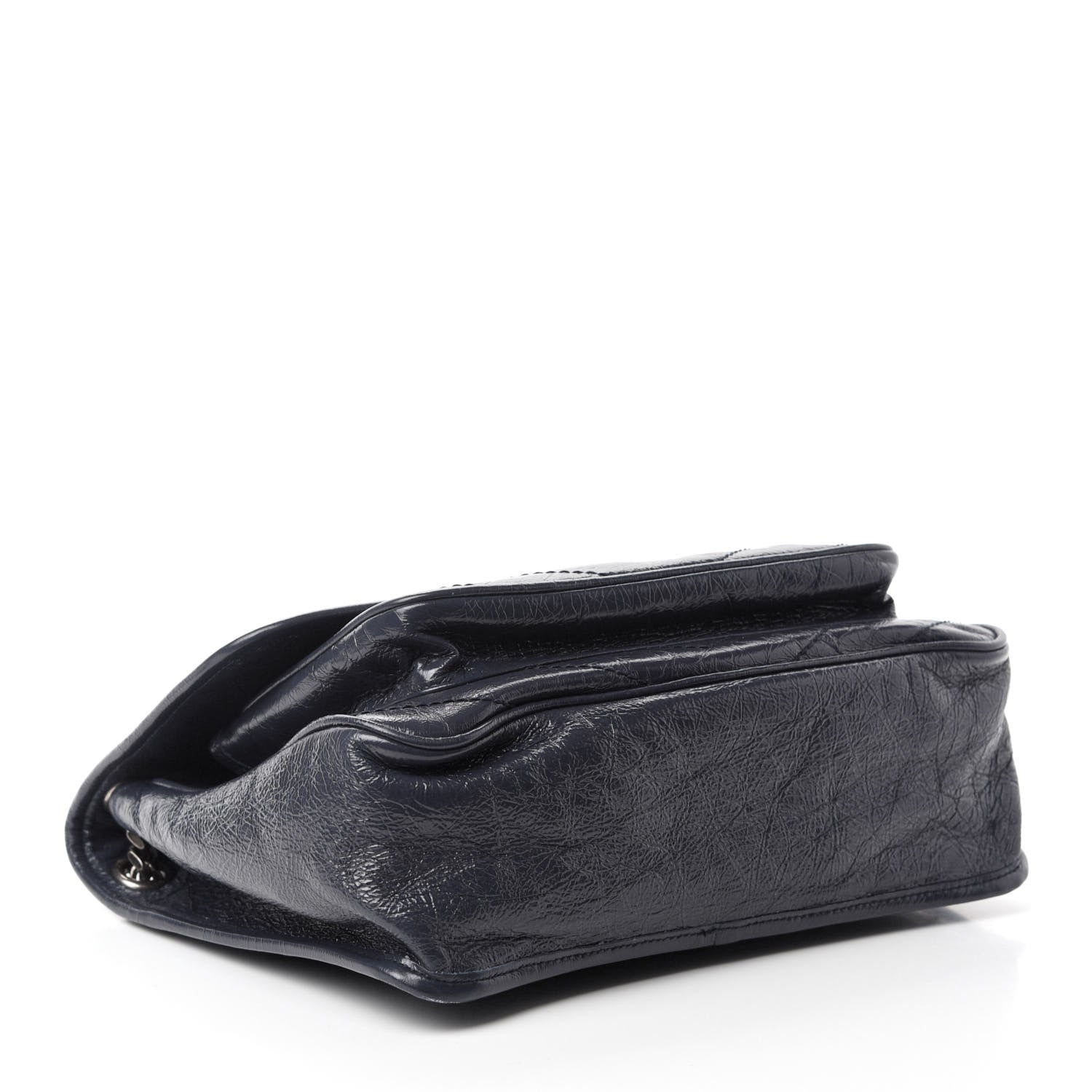 Saint Laurent Crinkled Calfskin Matelasse Monogram Medium Niki Chain Satchel Deep Marine 4 of 12