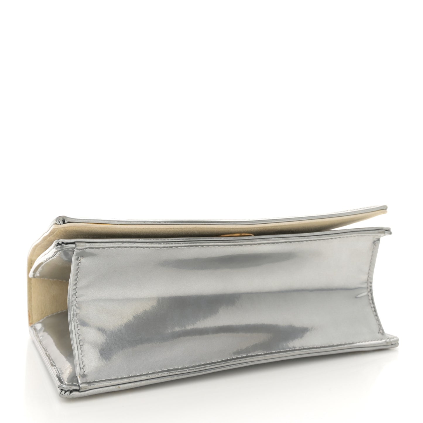 Metallic Patent Studded Small Diorama Flap Bag Silver