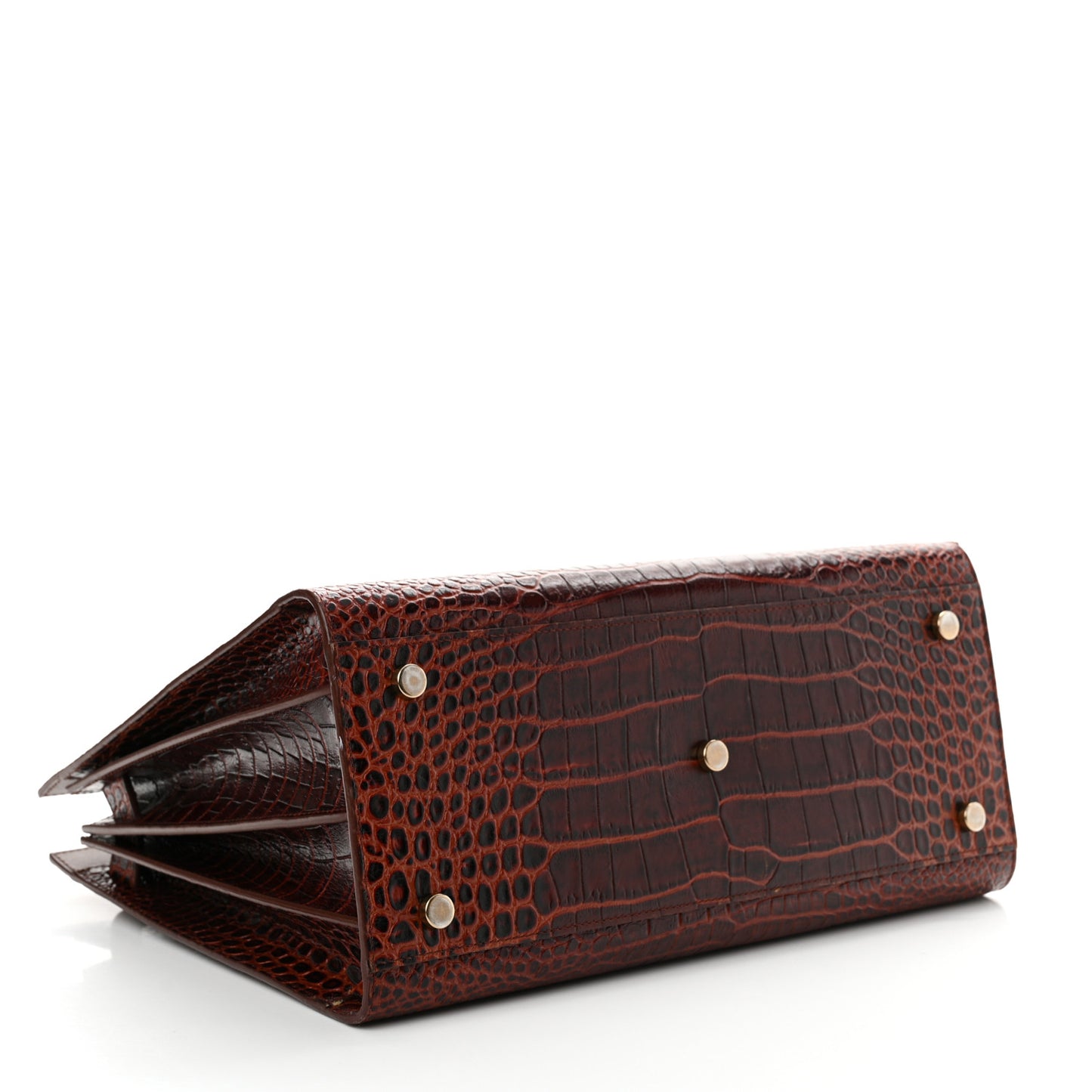 Calfskin Crocodile Embossed Small Sac De Jour Dark Blood