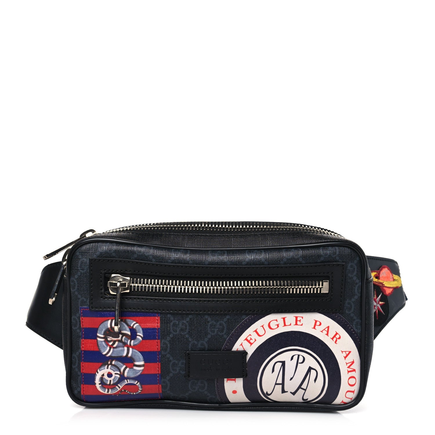 Gucci Courrier Zip Belt Bag Gg Coated #270333G13B Gucci GG Supreme Monogram Night Courrier Belt Bag Black  main image 4