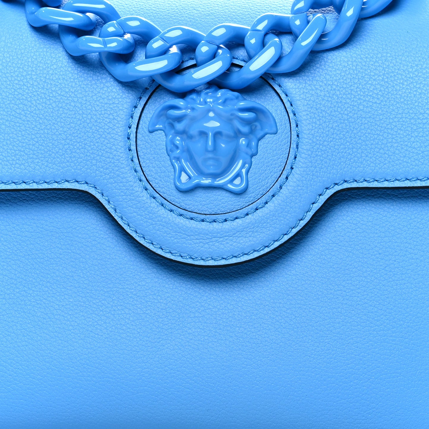 Calfskin Medium La Medusa Top Handle Handbag Blue