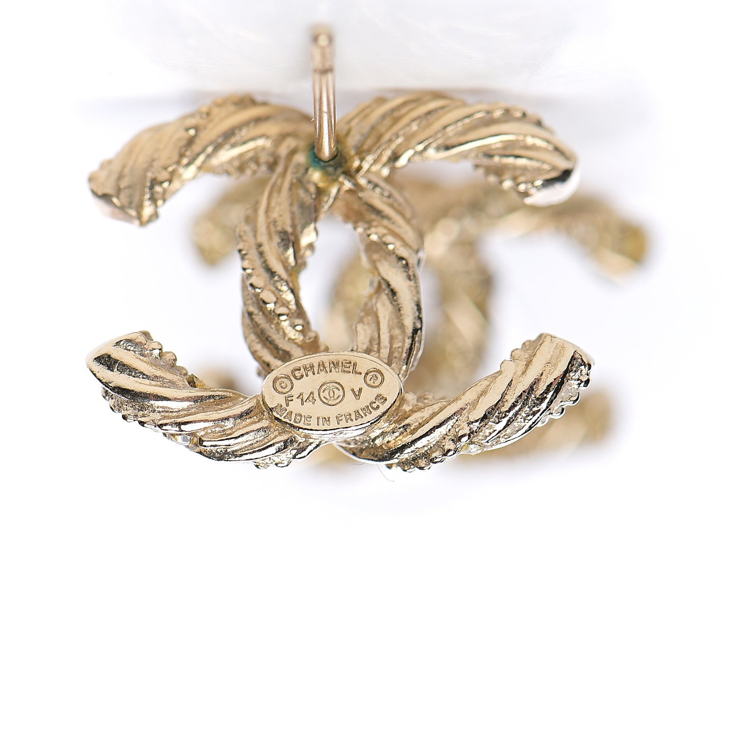 Crystal Twisted CC Earrings Gold