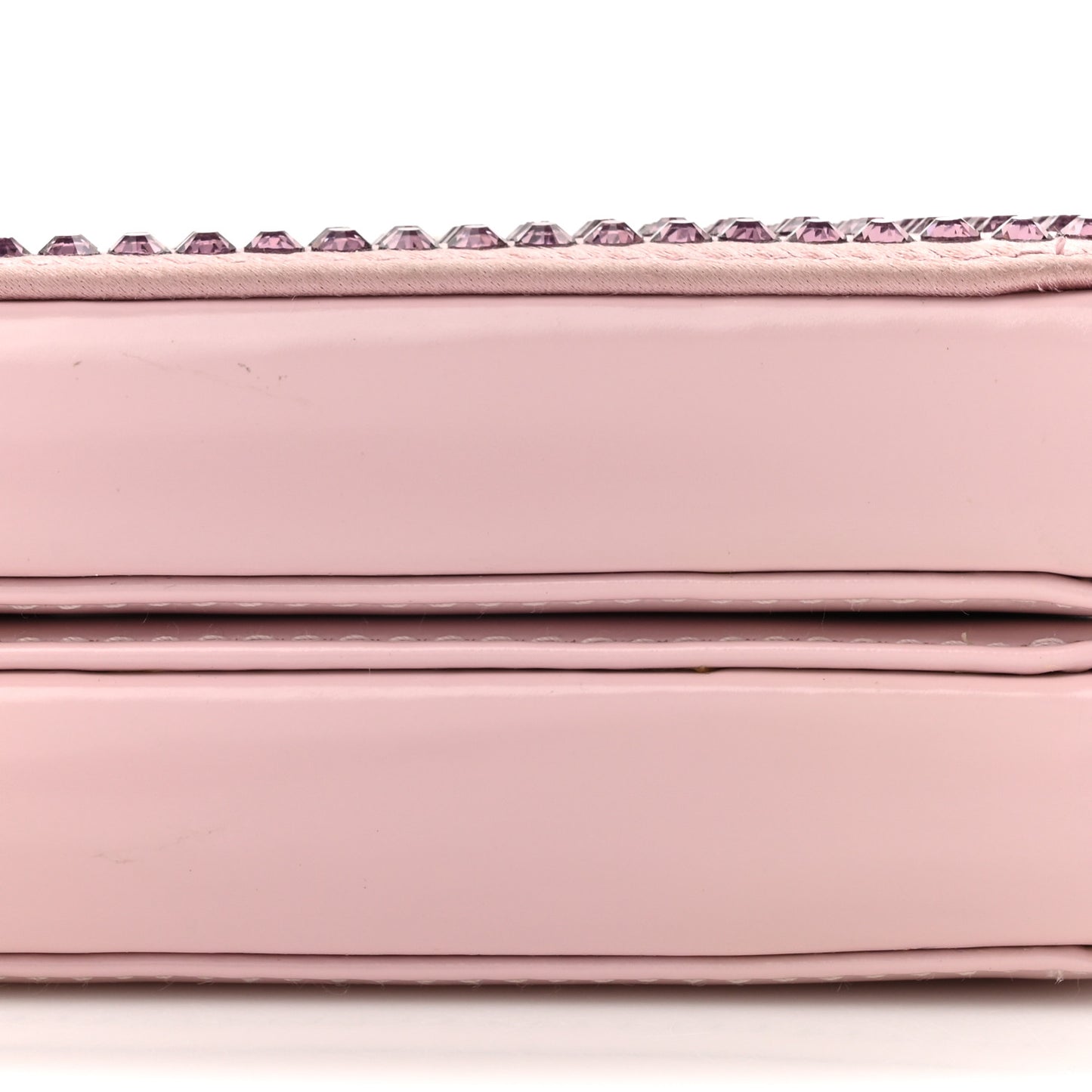 Satin Crystal Mini Triangle Crossbody Pouch Alabastro