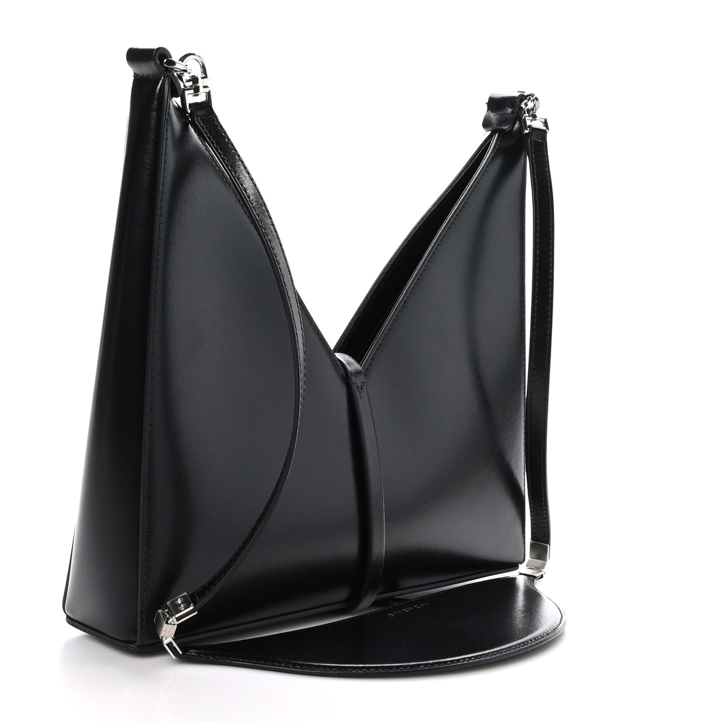 Box Calfskin Small Cut Out Shoulder Bag Black