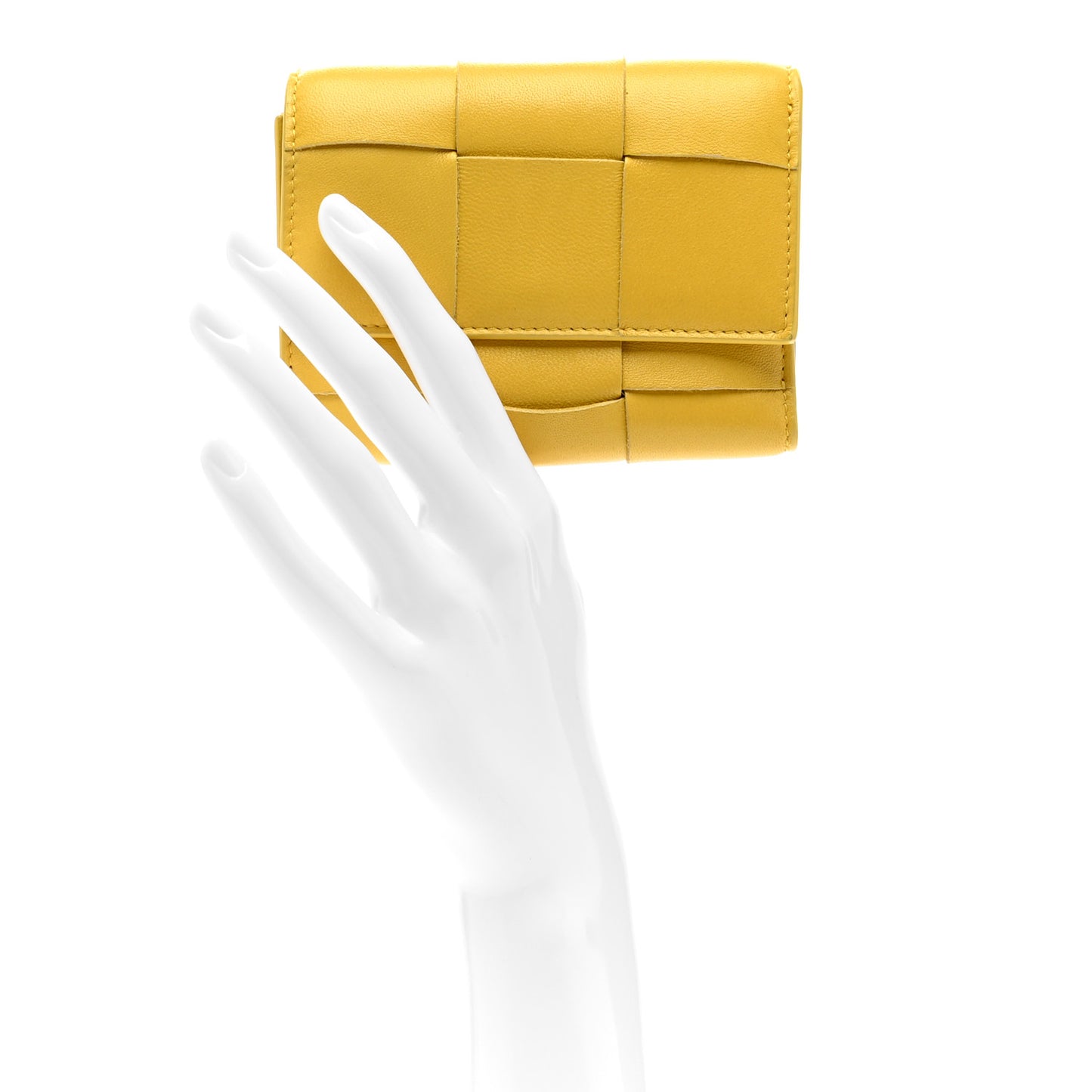 Nappa Calfskin Maxi Intrecciato Cassette Tri-Fold Wallet Buttercup