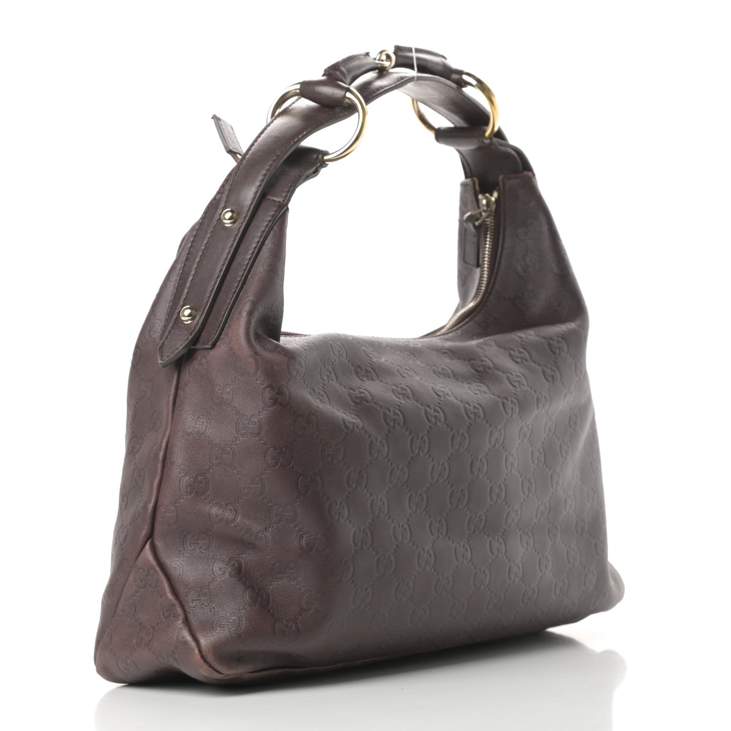 Gucci Guccissima Medium Horsebit Chain Hobo Dark Brown 3 of 15