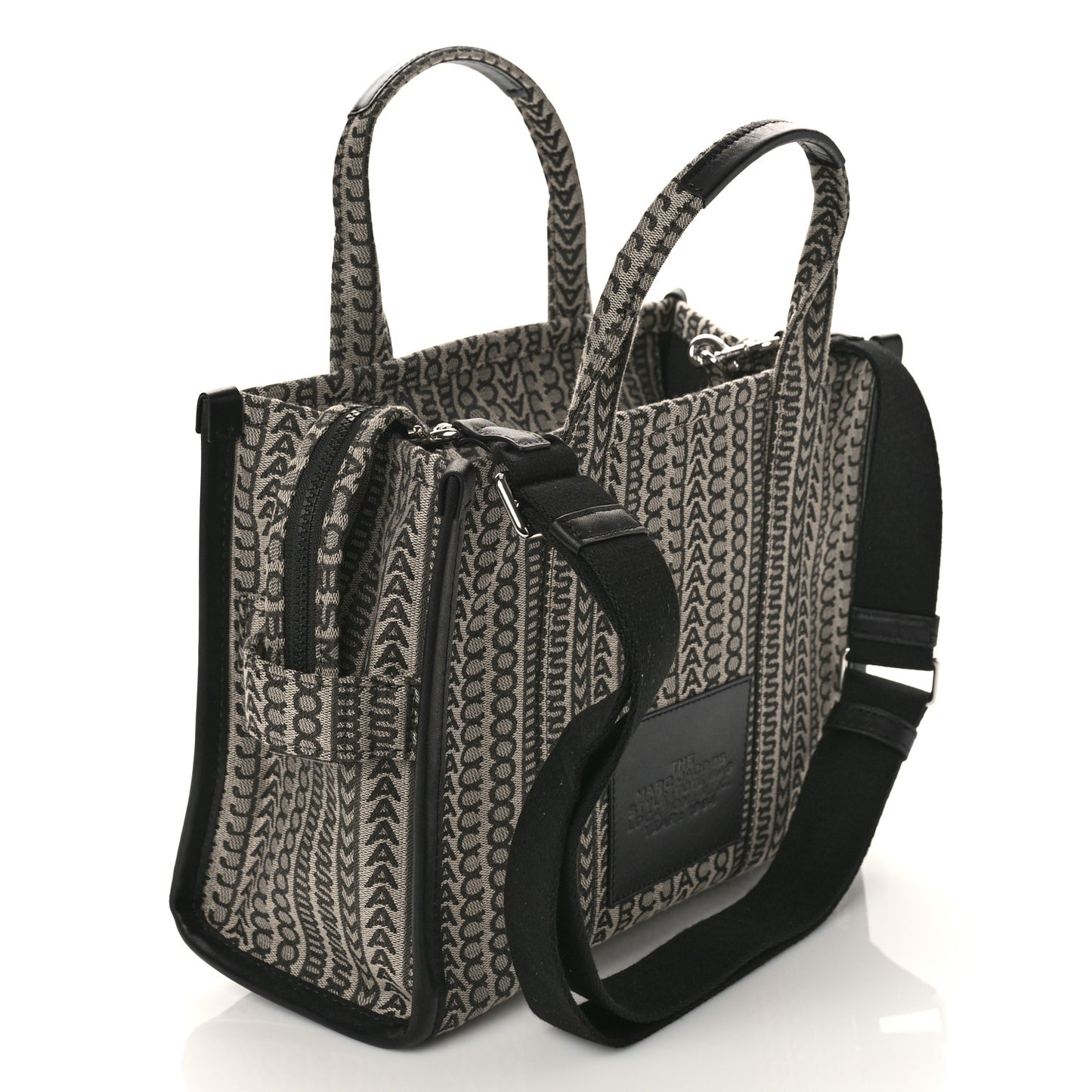 Cotton Jacquard Monogram Medium The Traveler Tote Bag Beige Multicolor