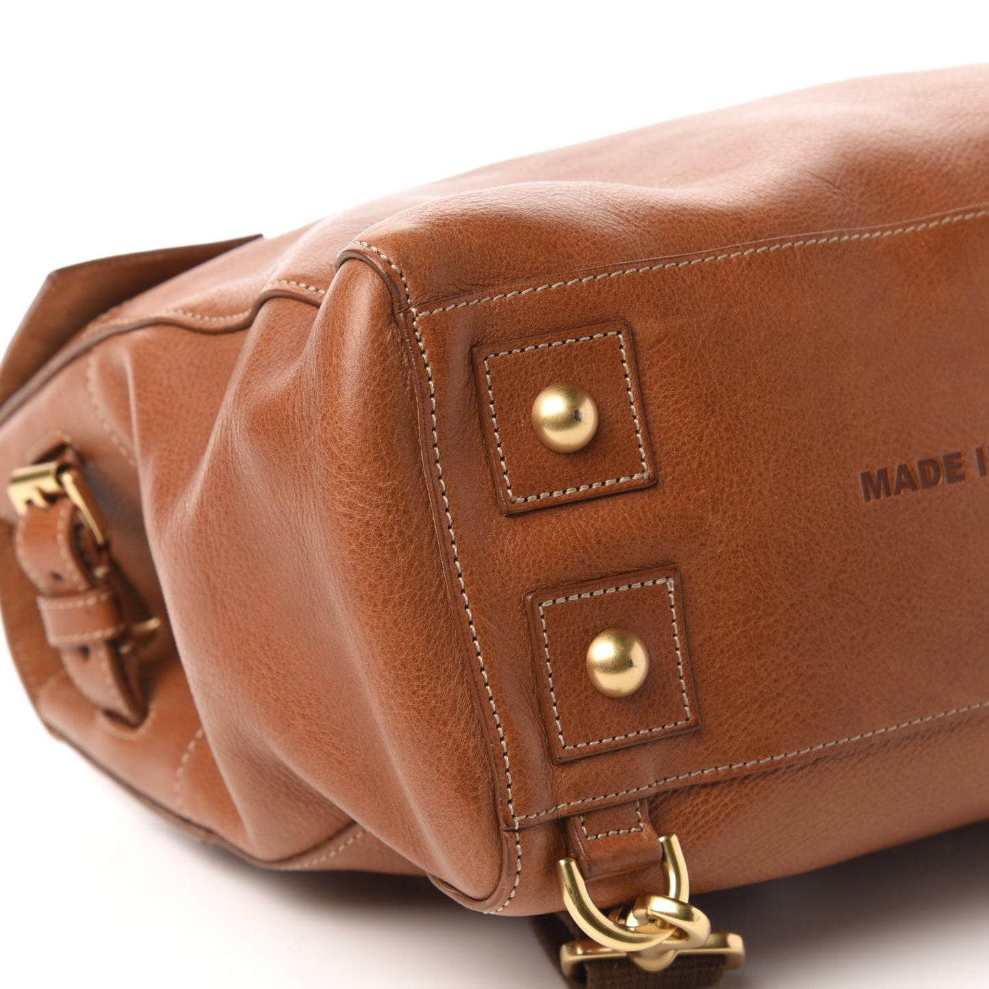 Natural Leather Cara Delevingne Convertible Backpack Brown