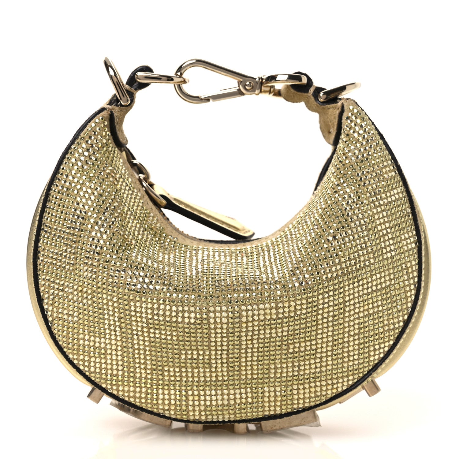 Fendi Crystal Vitello Laminato Suede FF Nano Fendigraphy Hobo Bag