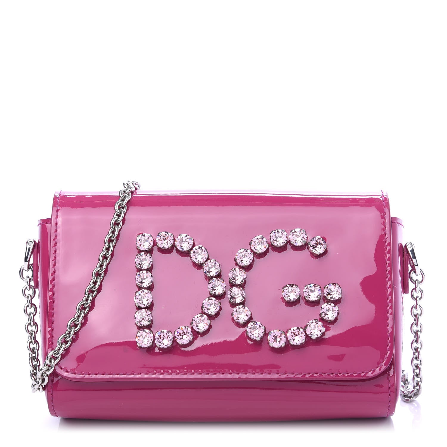 Dolce & Gabbana Patent Crystal DG Girls Crossbody Bag Pink 714193