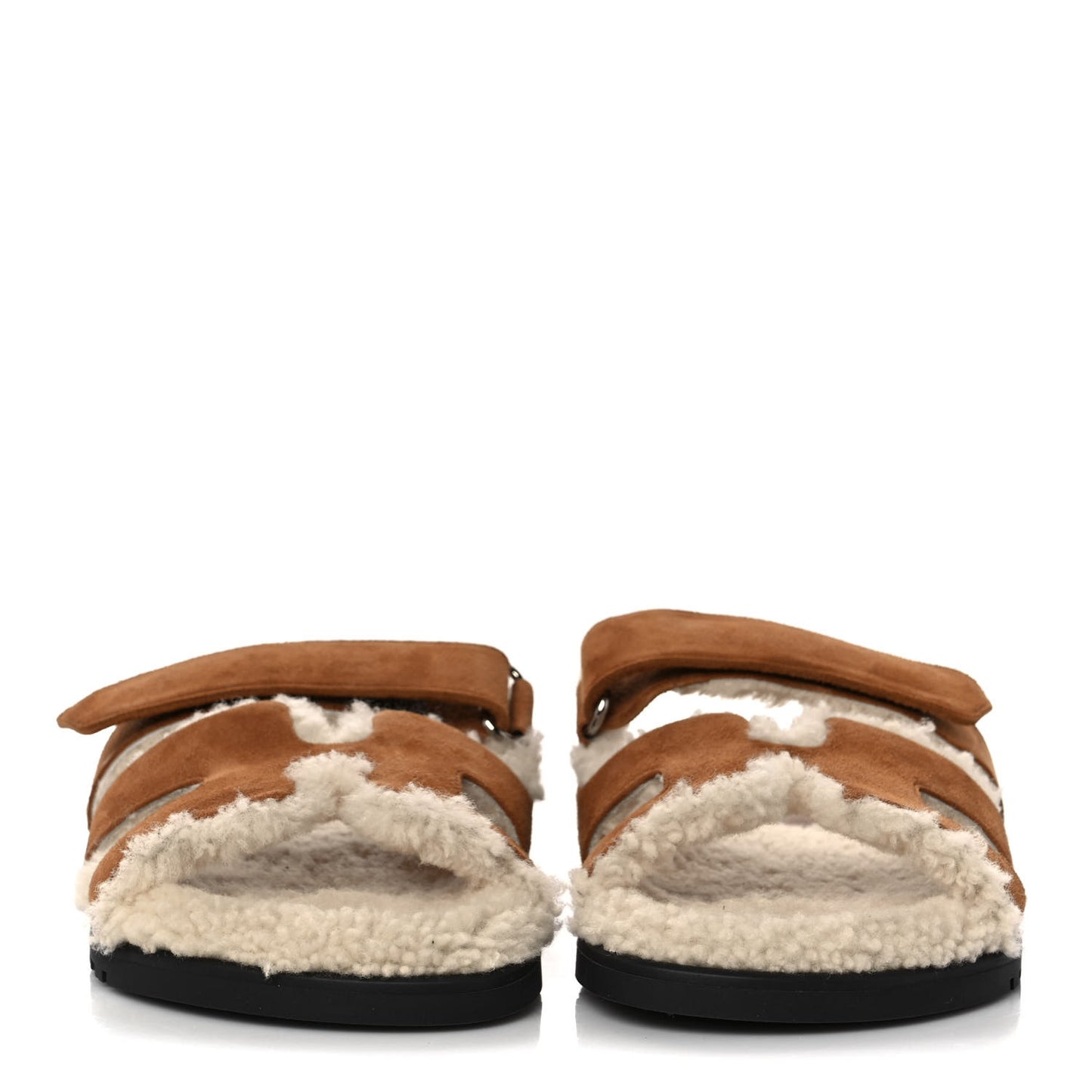 Suede Goatskin Woolskin Womens Chypre Sandals 36 Brun Fume Ecru