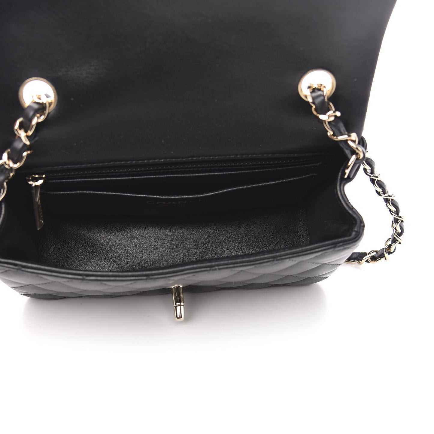 Lambskin Quilted Mini Rectangular Flap Black