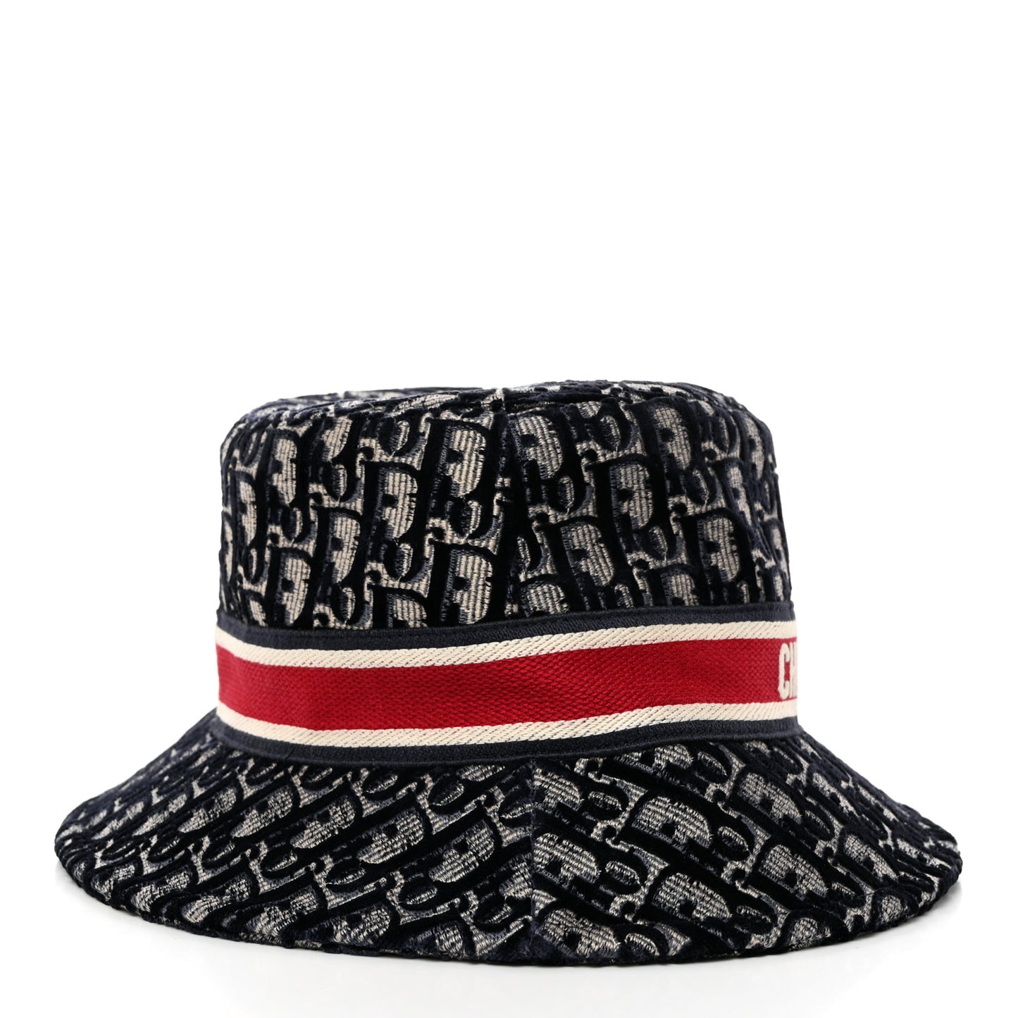 Velvet Oblique Large Brim Bucket Hat 56 Bleu Red