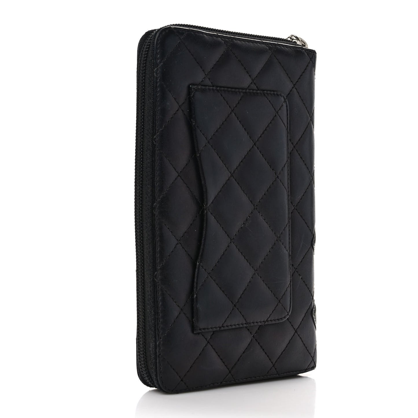 Calfskin Cambon Zip Around Organizer Wallet Black