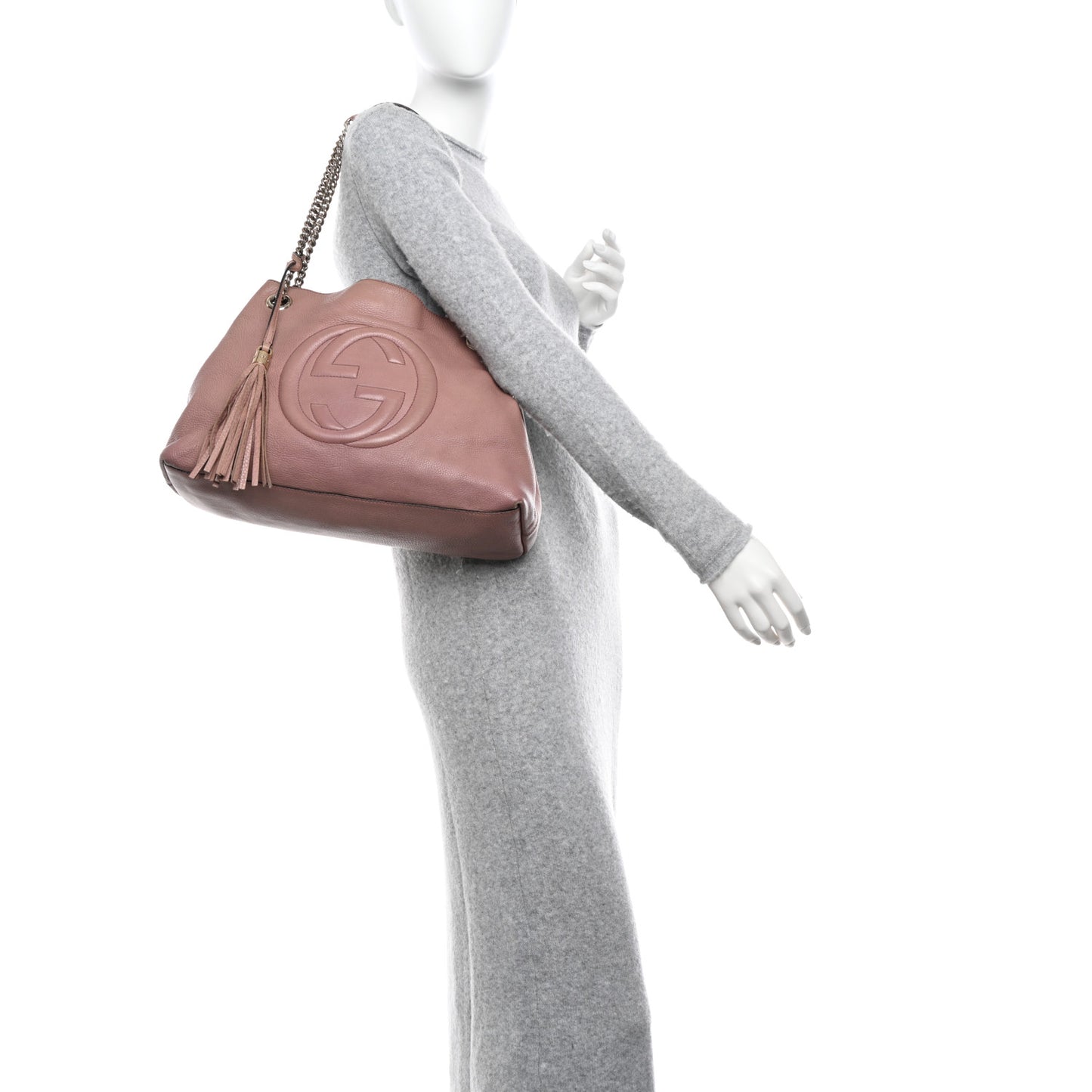 Pebbled Calfskin Medium Soho Chain Shoulder Bag Dark Cipria