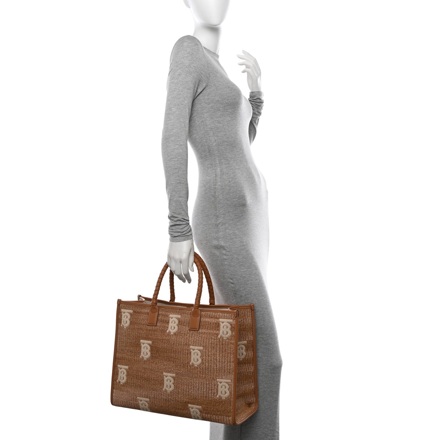 Raffia Calfskin Medium Freya Tote Natural