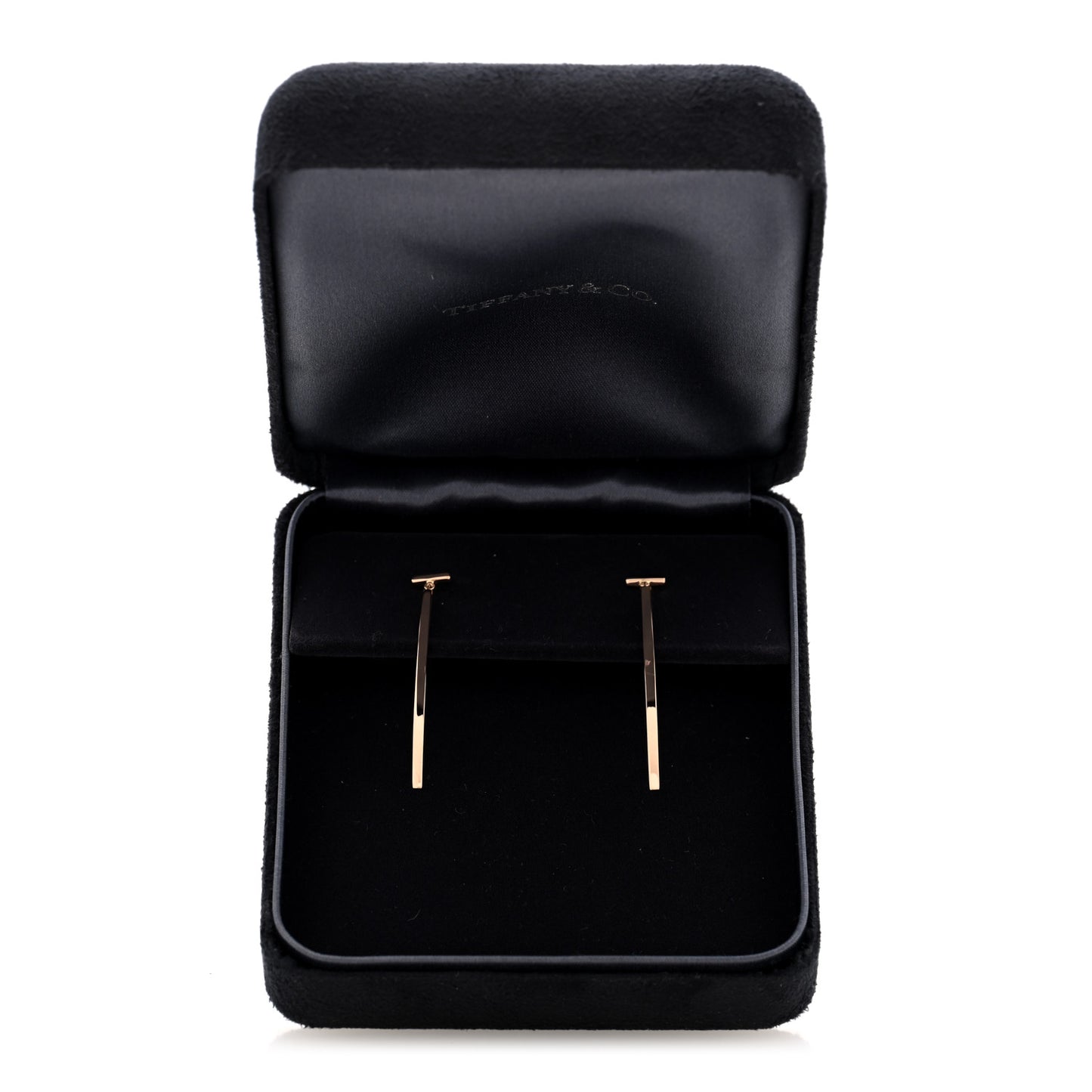 18K Rose Gold T Bar Earrings