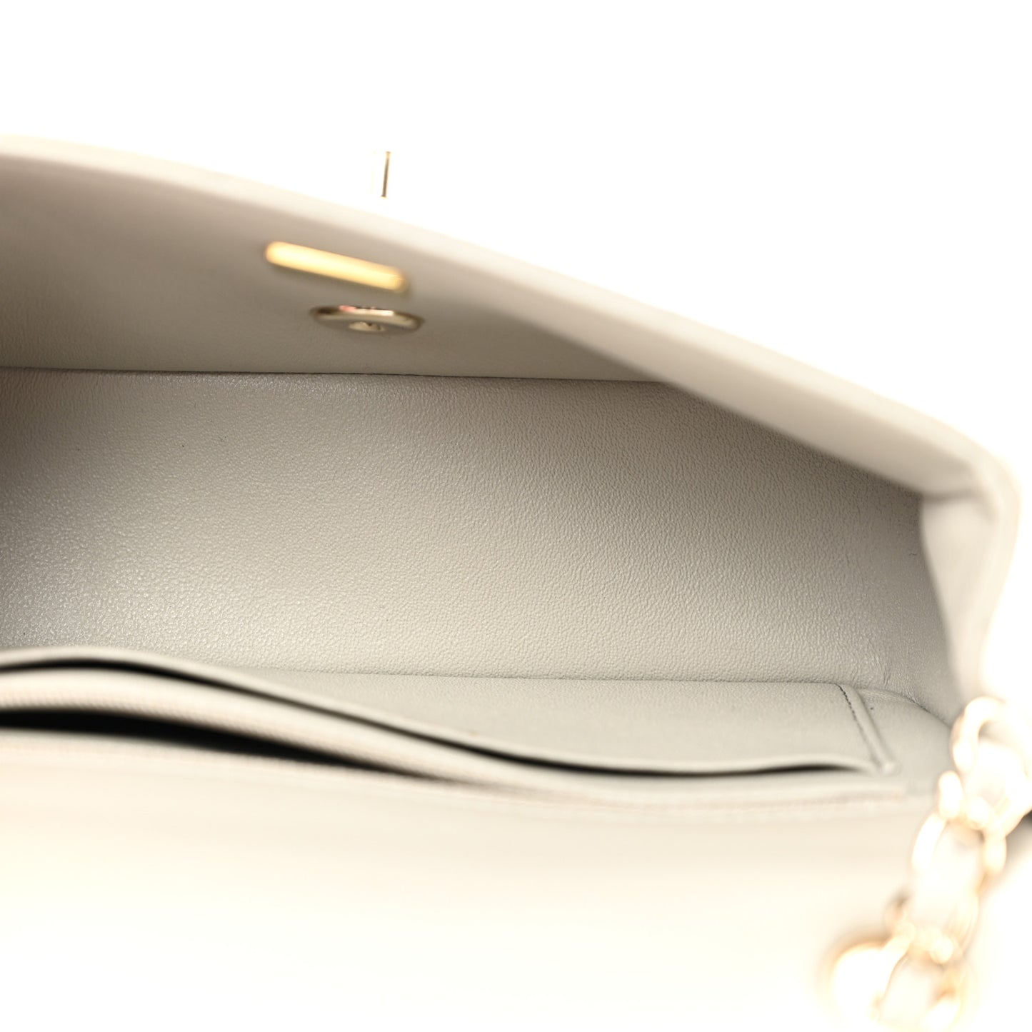 Lambskin Quilted Mini Rectangular Flap Grey