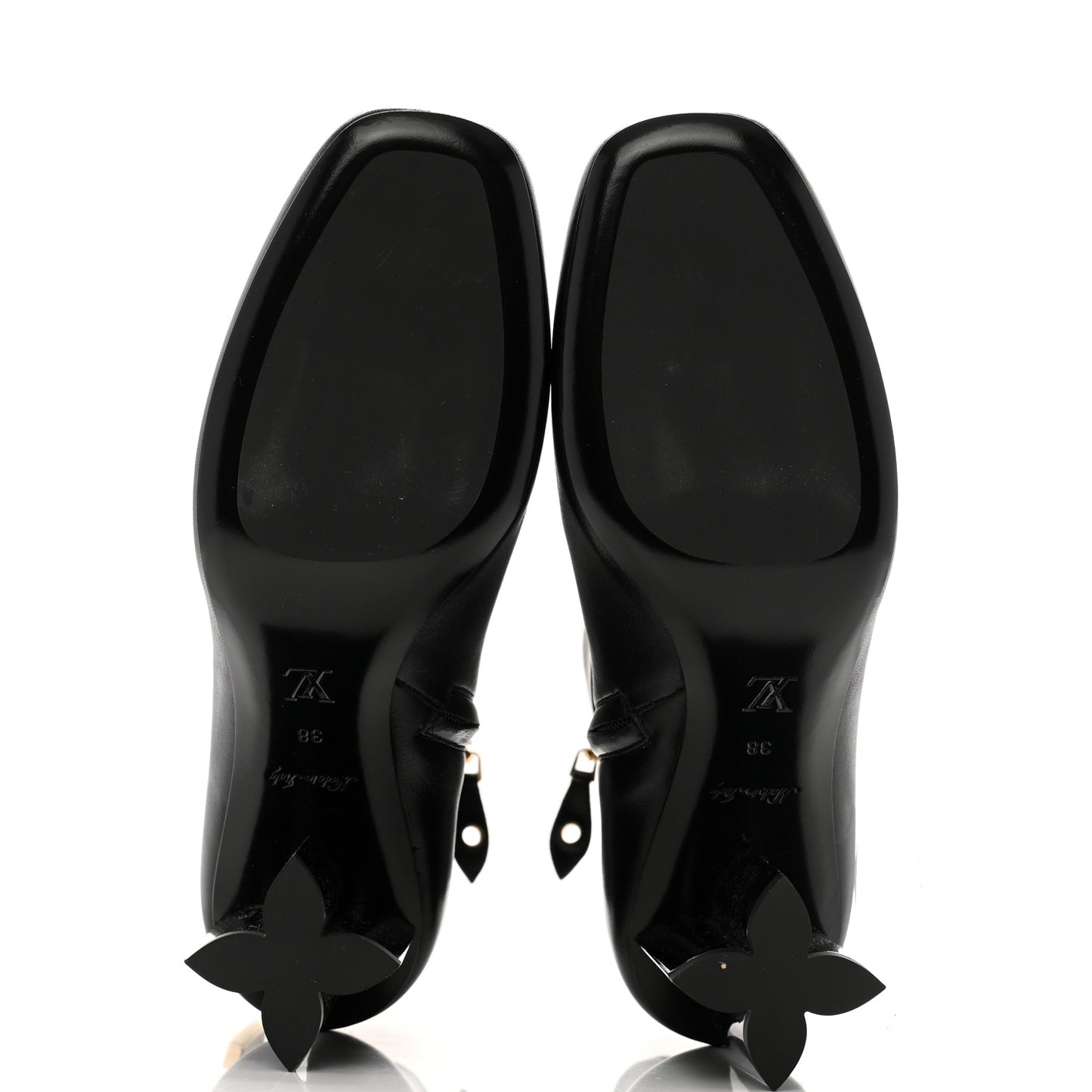 Calfskin Belted Silhouette Ankle Boots 38 Black