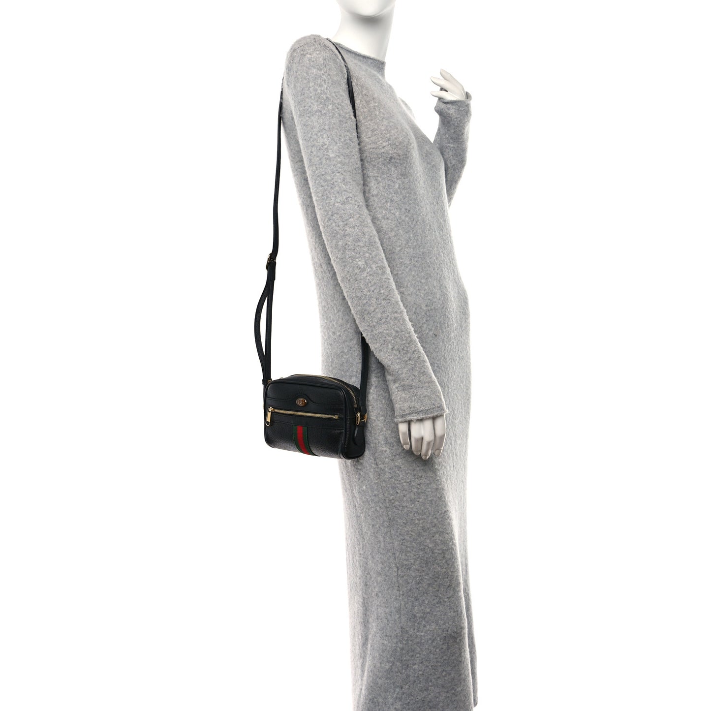 Calfskin Web Mini Ophidia Shoulder Bag Black