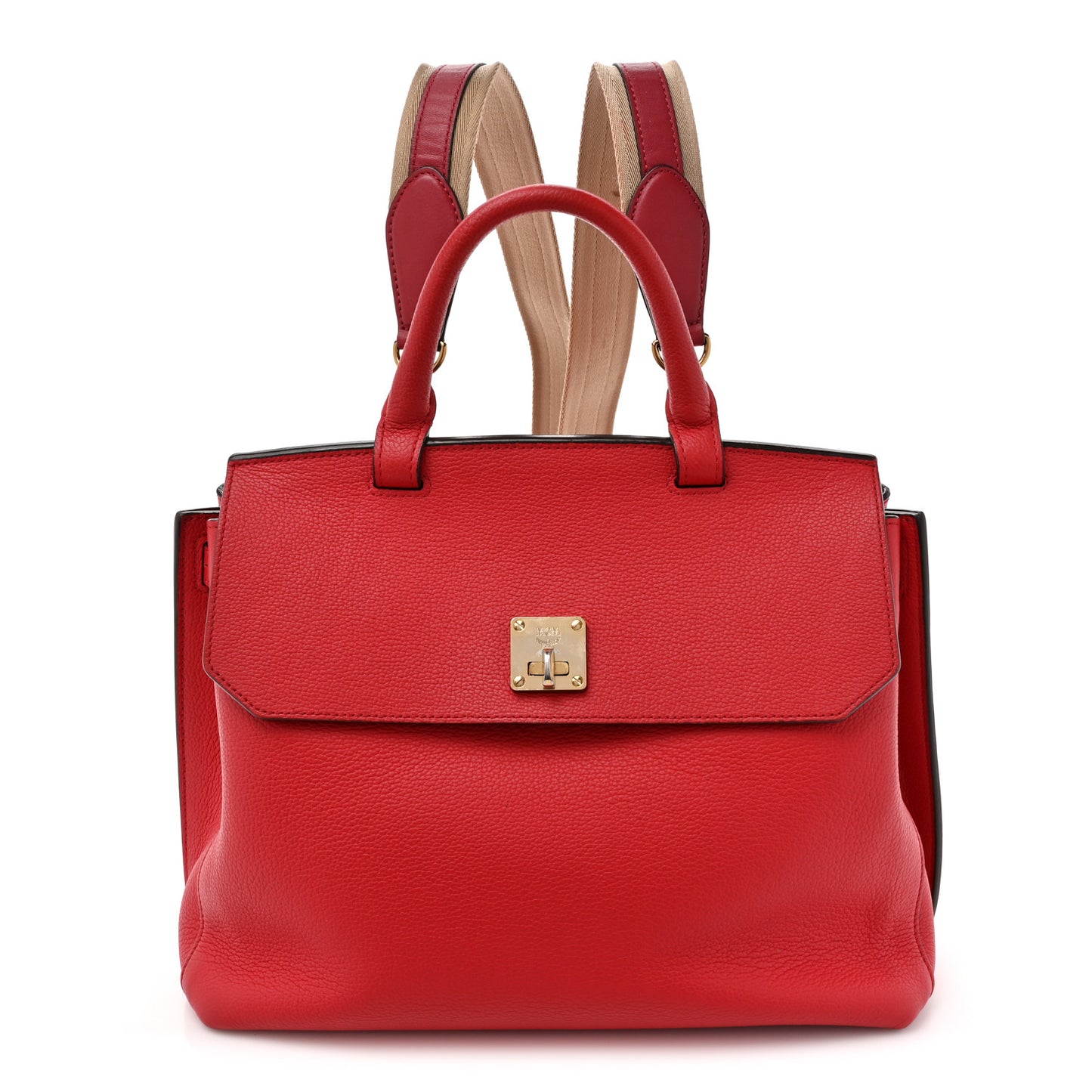Grained Calfskin Large Milla Convertible Backpack Red