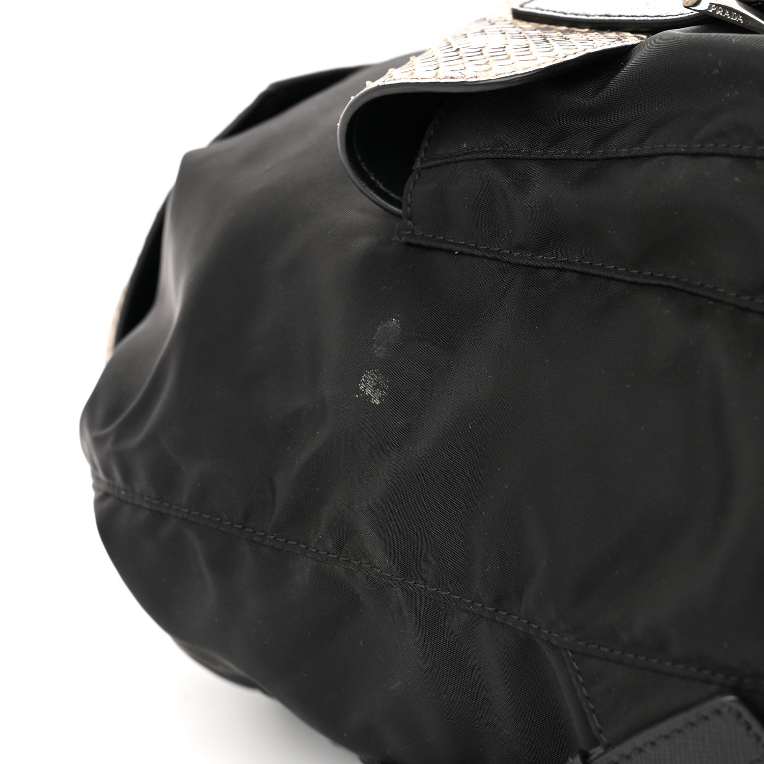 Prada Tessuto Nylon Snakeskin Saffiano Medium Backpack Black Roccia 11 of 11