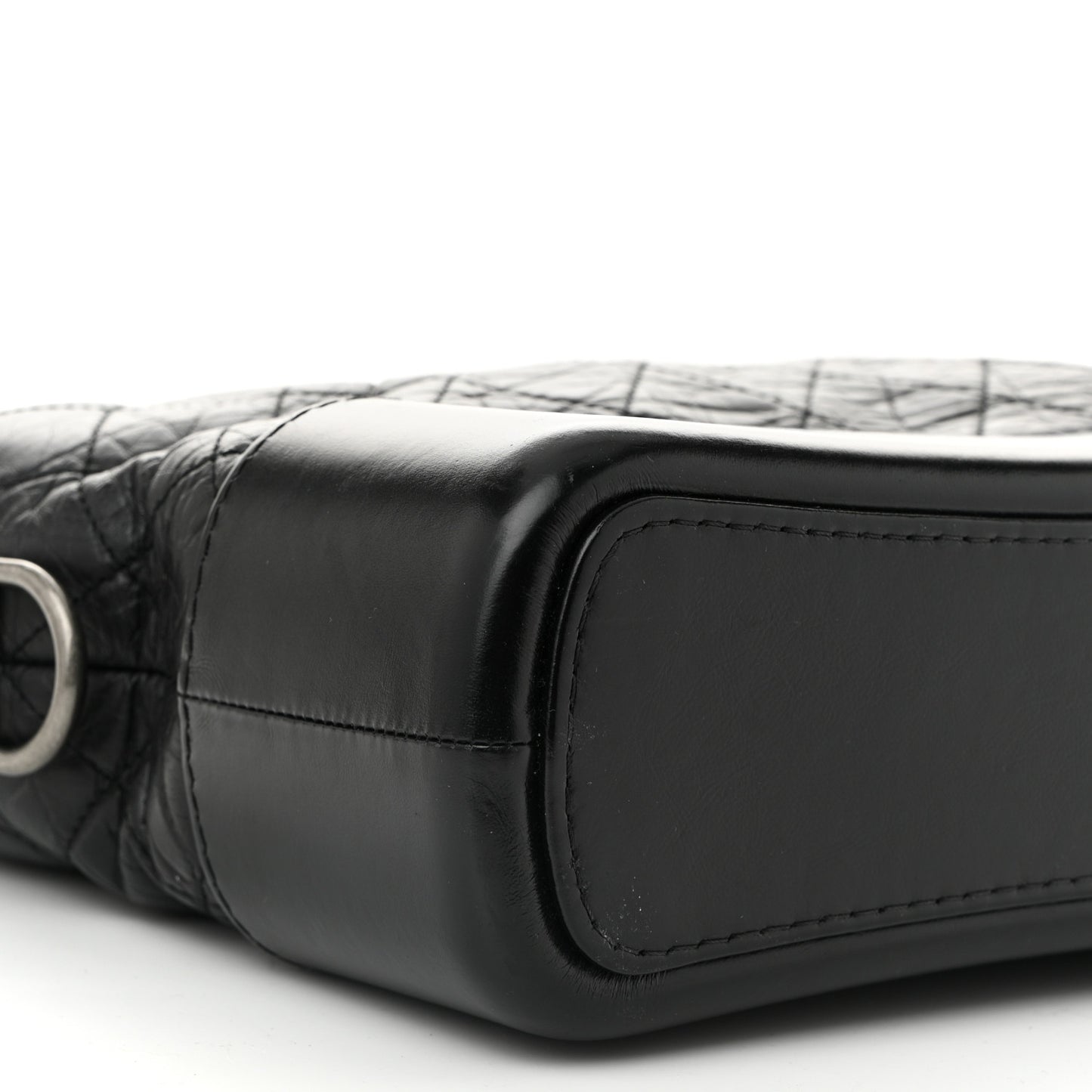 Aged Calfskin Quilted Small Gabrielle Logo Hobo Black