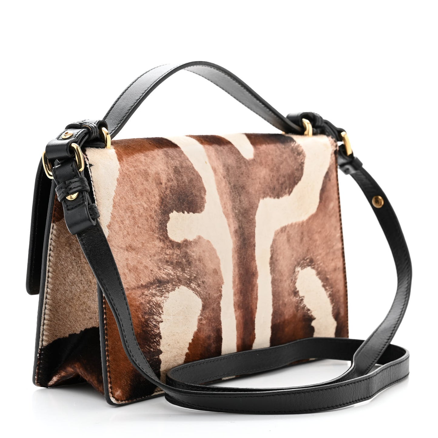 SALVATORE FERRAGAMO Calfskin Pony Hair Medium Aileen Bag Brown