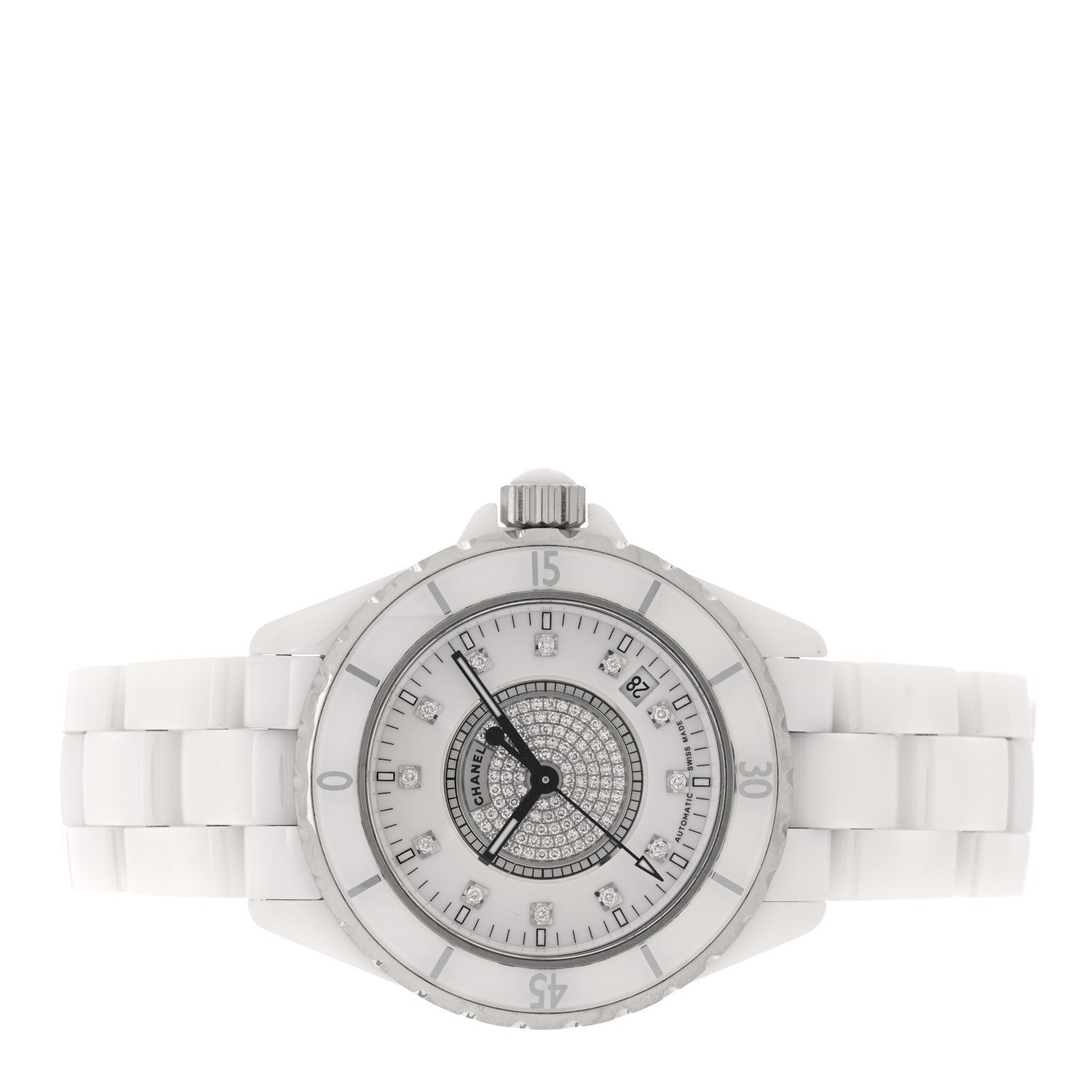 Chanel Stainless Steel Ceramic Diamond Dial 38mm J12 Automatic Watch White 2 of 4