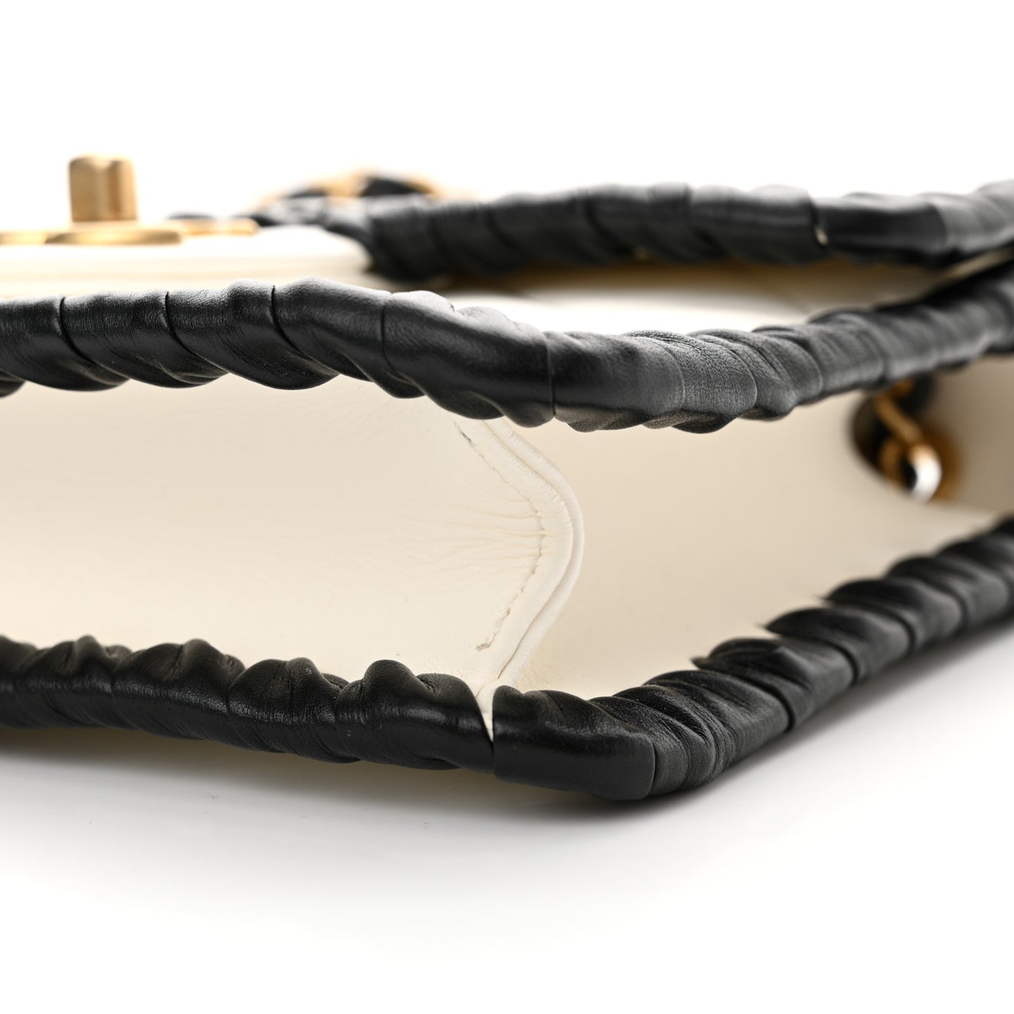 Braided Calfskin Mini My Own Frame Flap White